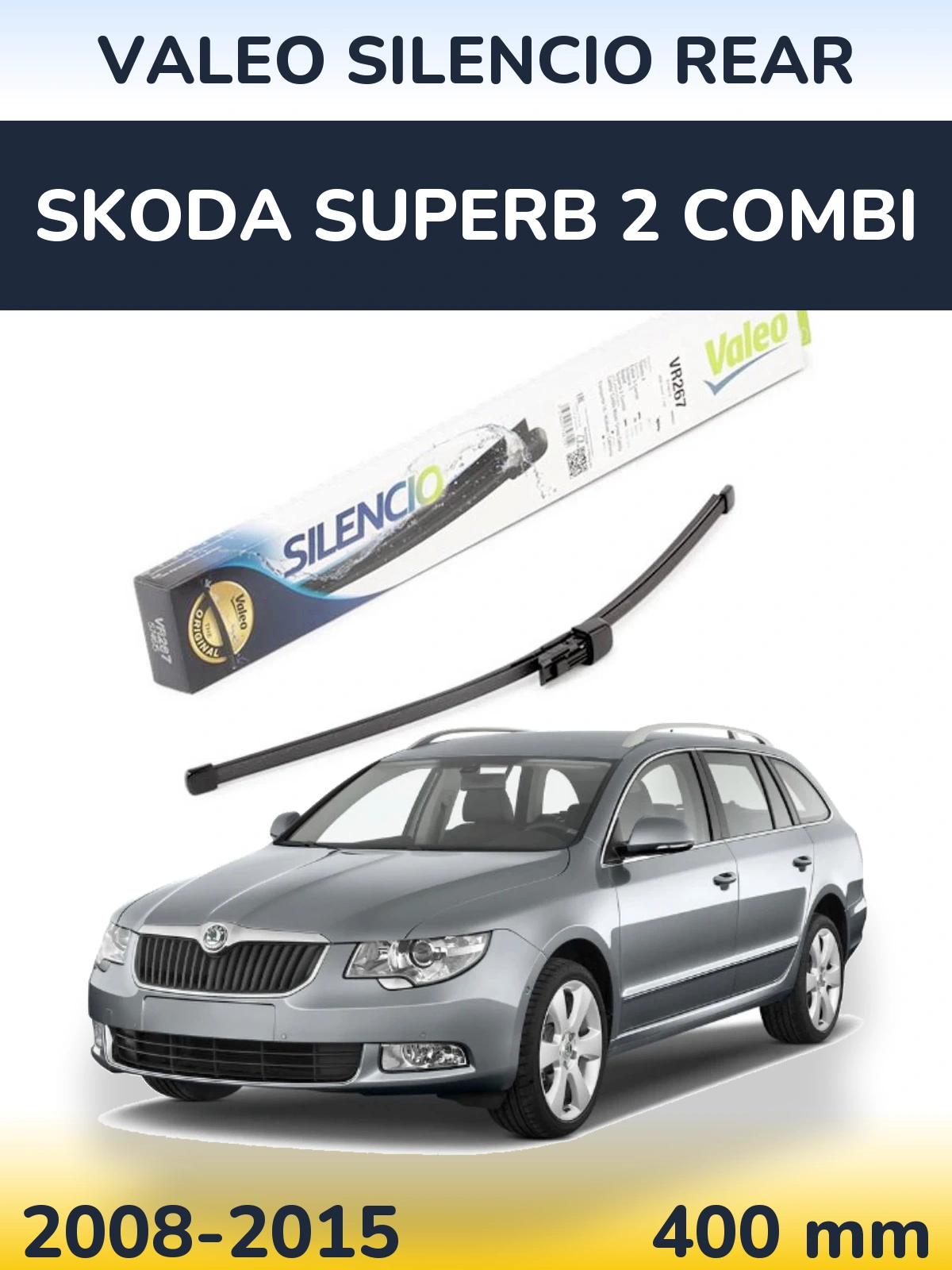 Rear wiper blade Valeo Silencio Rear 400 mm for Skoda Superb 2 Combi 2008-2015