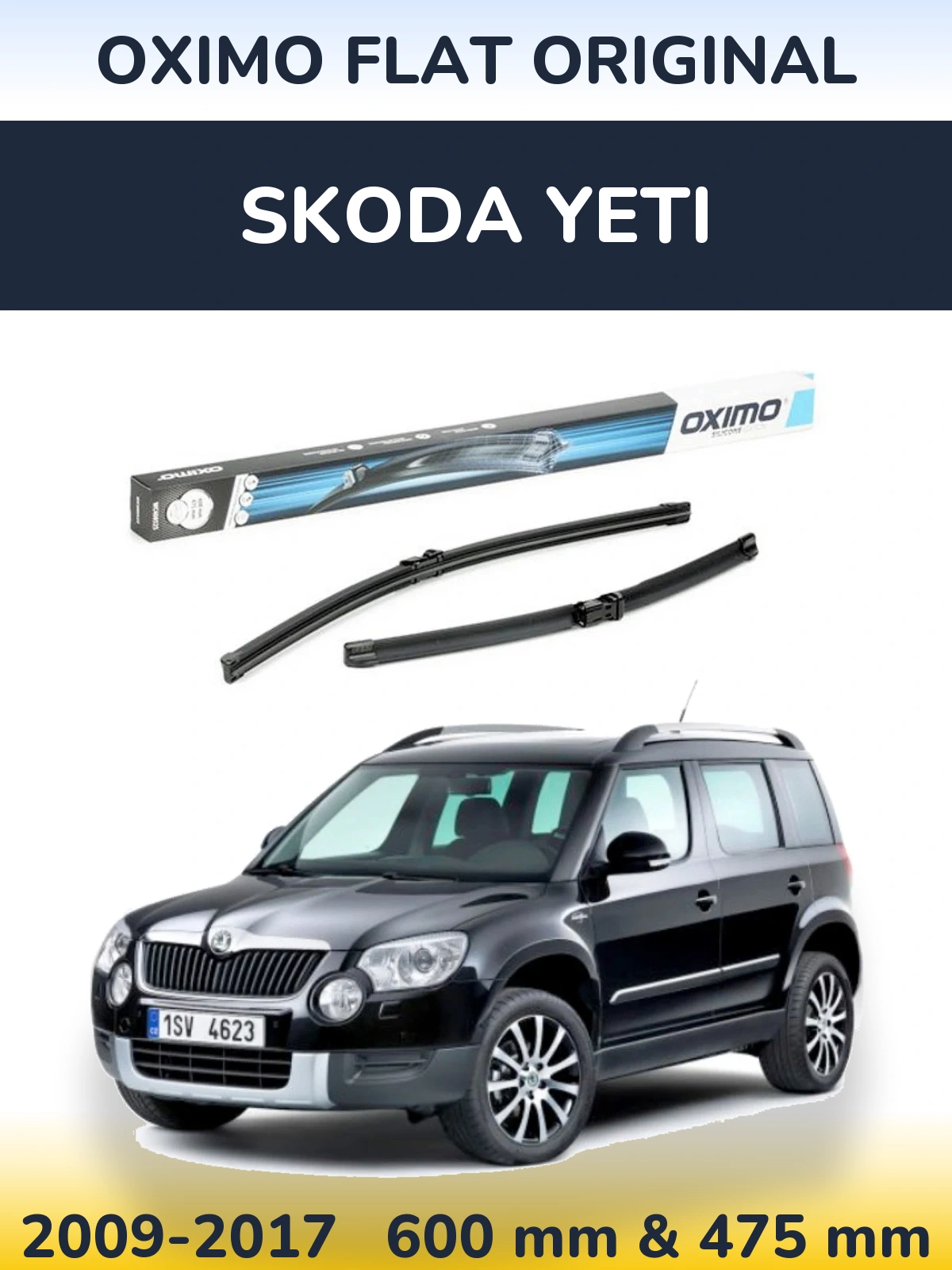 Front wiper blade set Oximo Flat Original 600 & 475 mm for Skoda Yeti 2009-2017