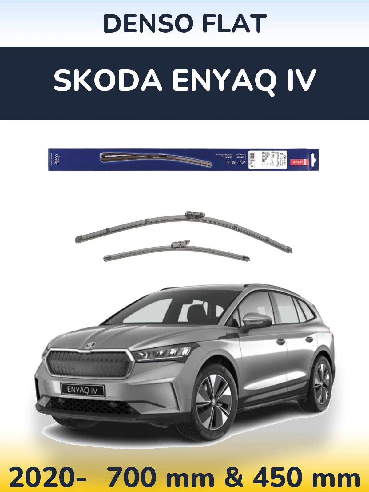 Front wiper blade set Denso Flat 700 & 450 mm for Skoda Enyaq iV 2020-2026
