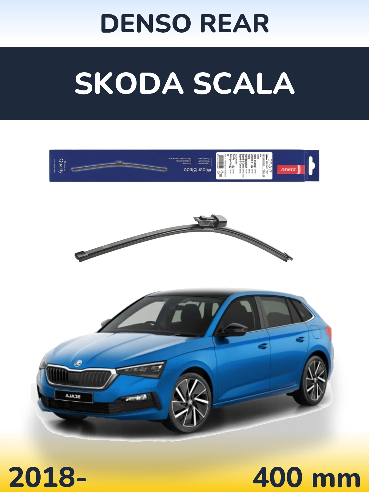 Rear wiper blade Denso Rear 400 mm for Skoda Scala 2018-2026