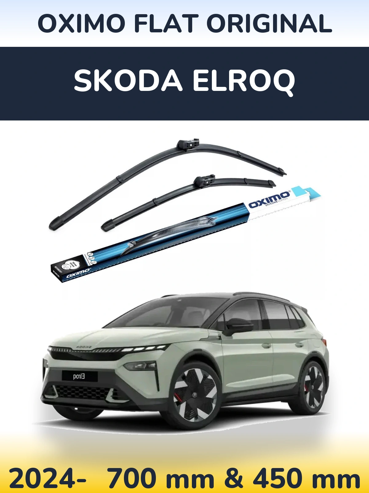 Комплект передних дворников Oximo Flat Original 700 & 450 мм для Skoda Elroq 2024-2026