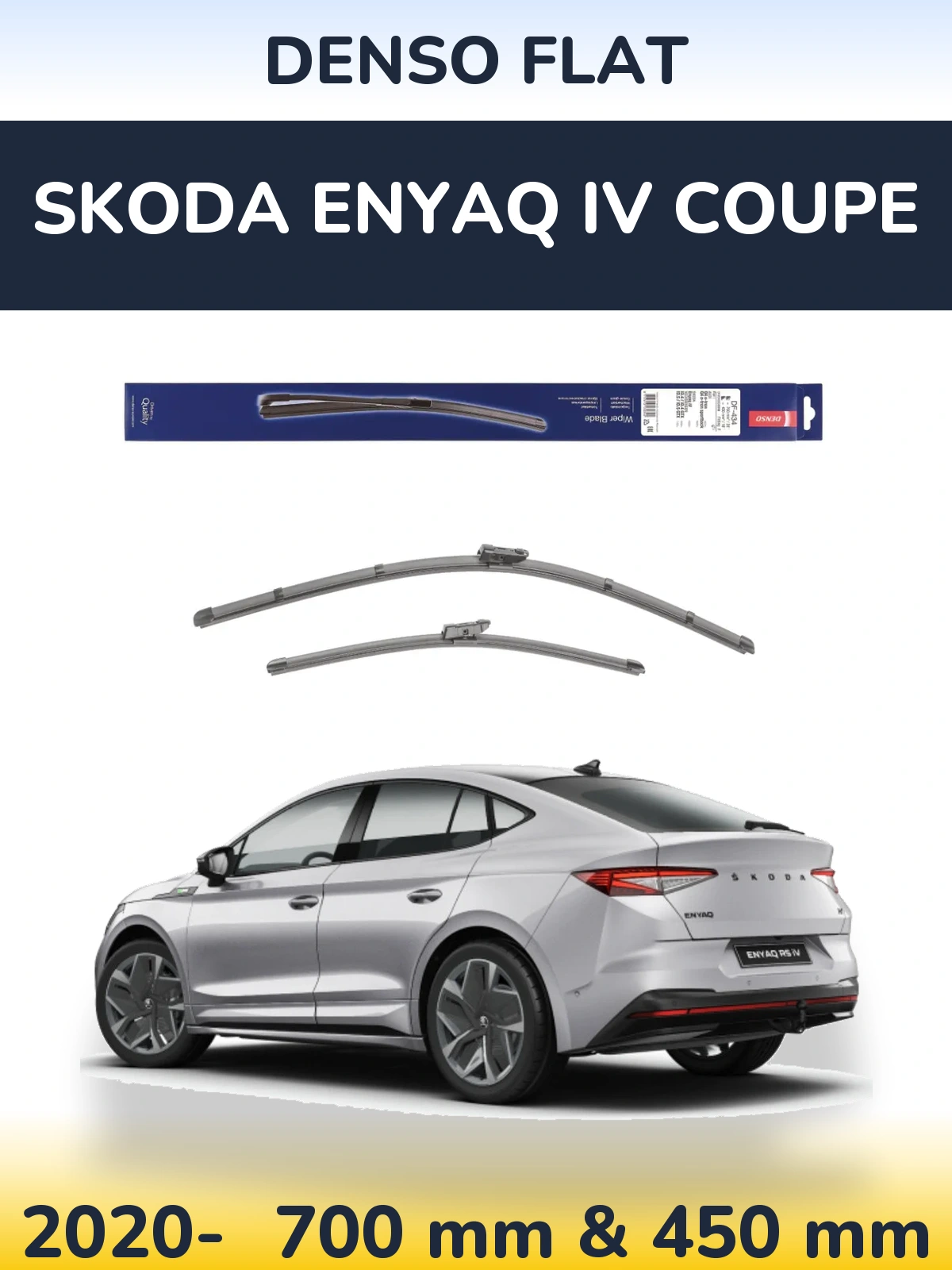 Front wiper blade set Denso Flat 700 & 450 mm for Skoda Enyaq iV Coupe 2020-2026