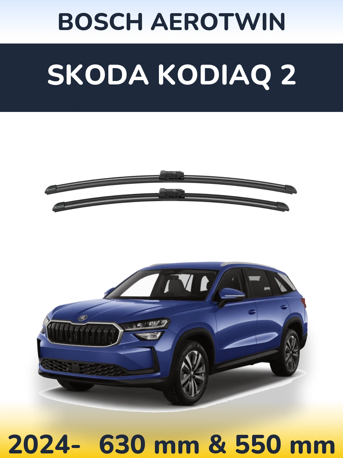 Комплект передніх щіток BOSCH AeroTwin 625 & 550 мм для Skoda Kodiaq 2 2024-2026