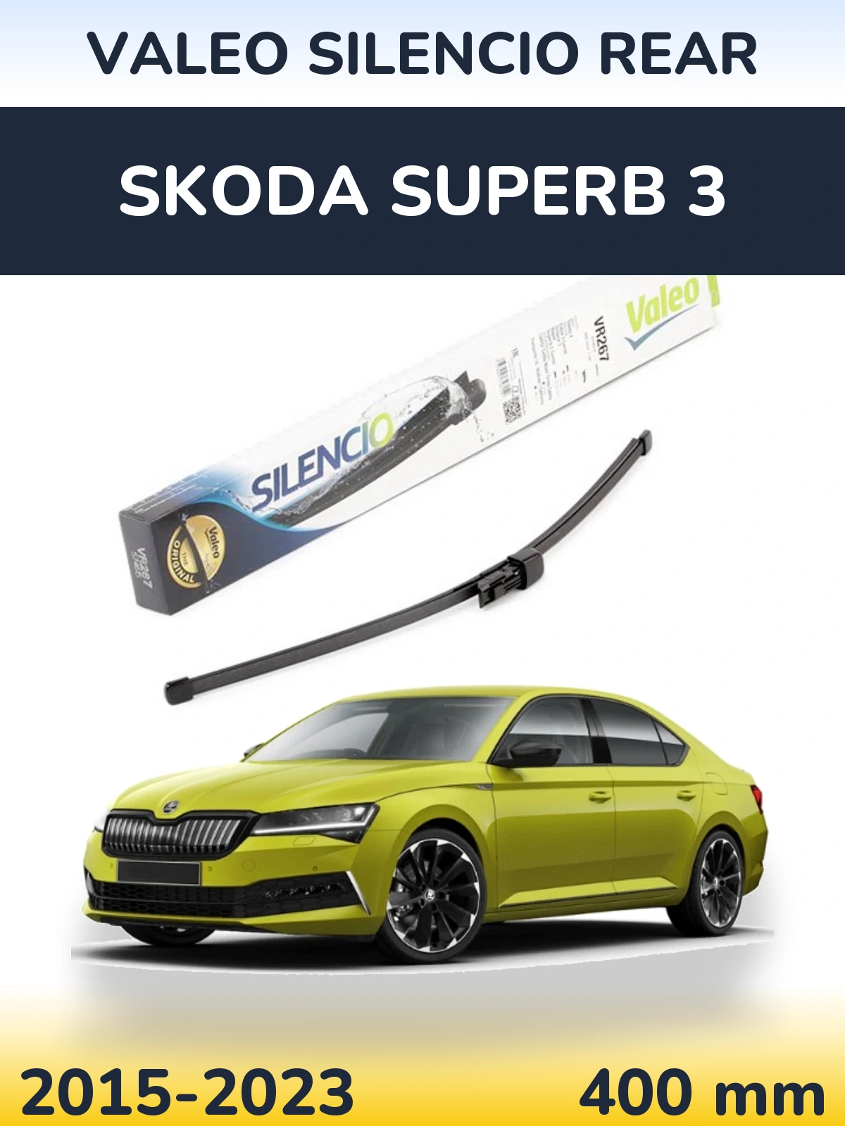 Rear wiper blade Valeo Silencio Rear 400 mm for Skoda Superb 3 2015-2023