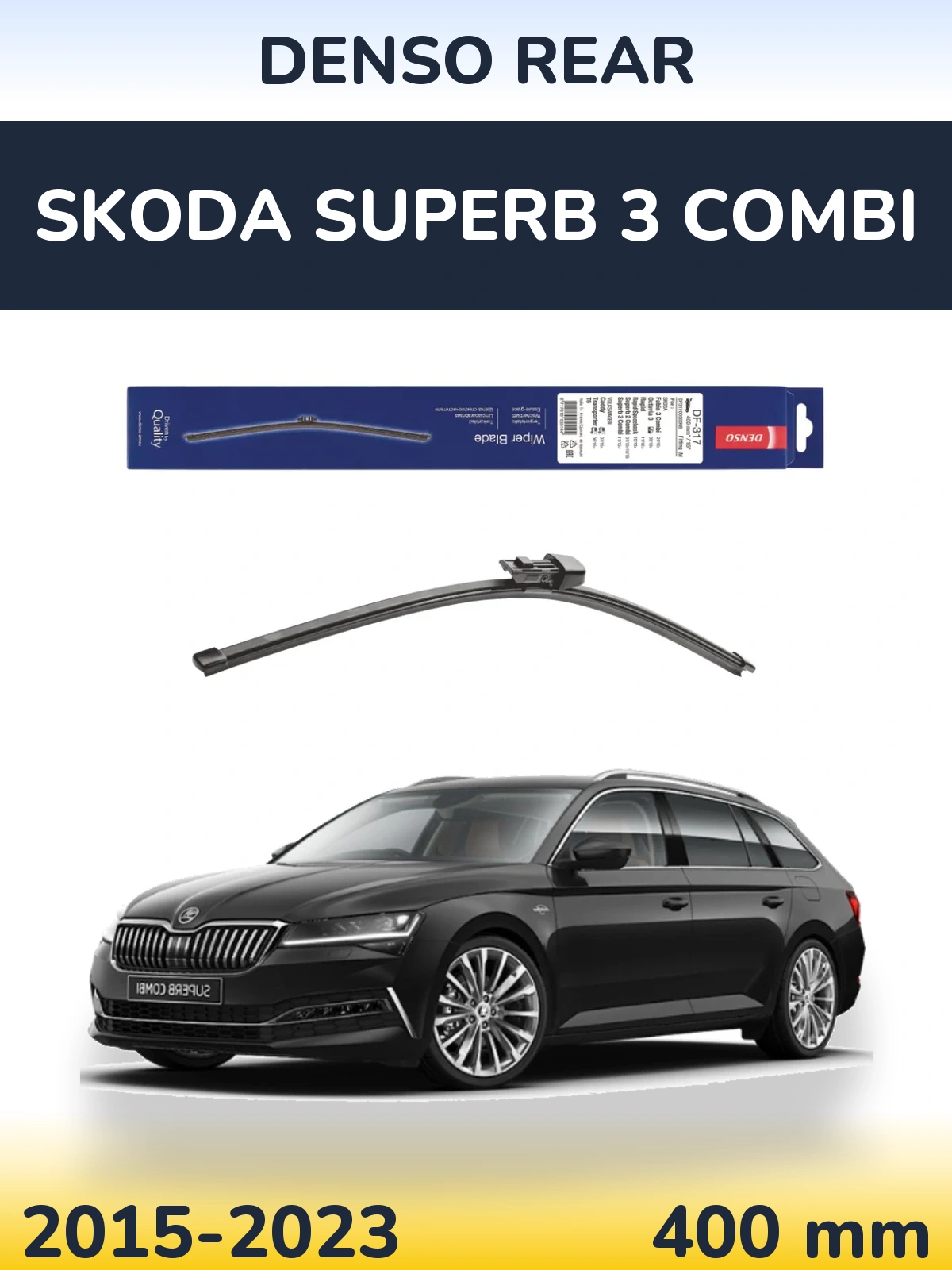 Rear wiper blade Denso Rear 400 mm for Skoda Superb 3 Combi 2015-2023
