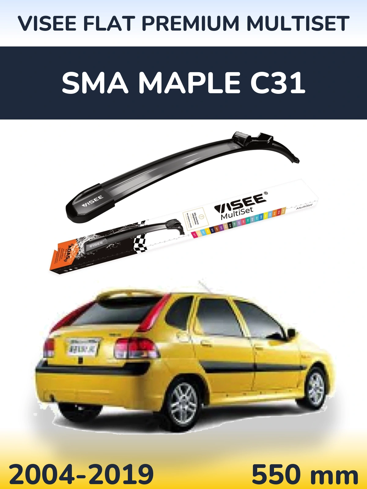 Передний дворник VISEE FLAT PREMIUM MultiSet 550 мм для SMA Maple C31 2004-2019