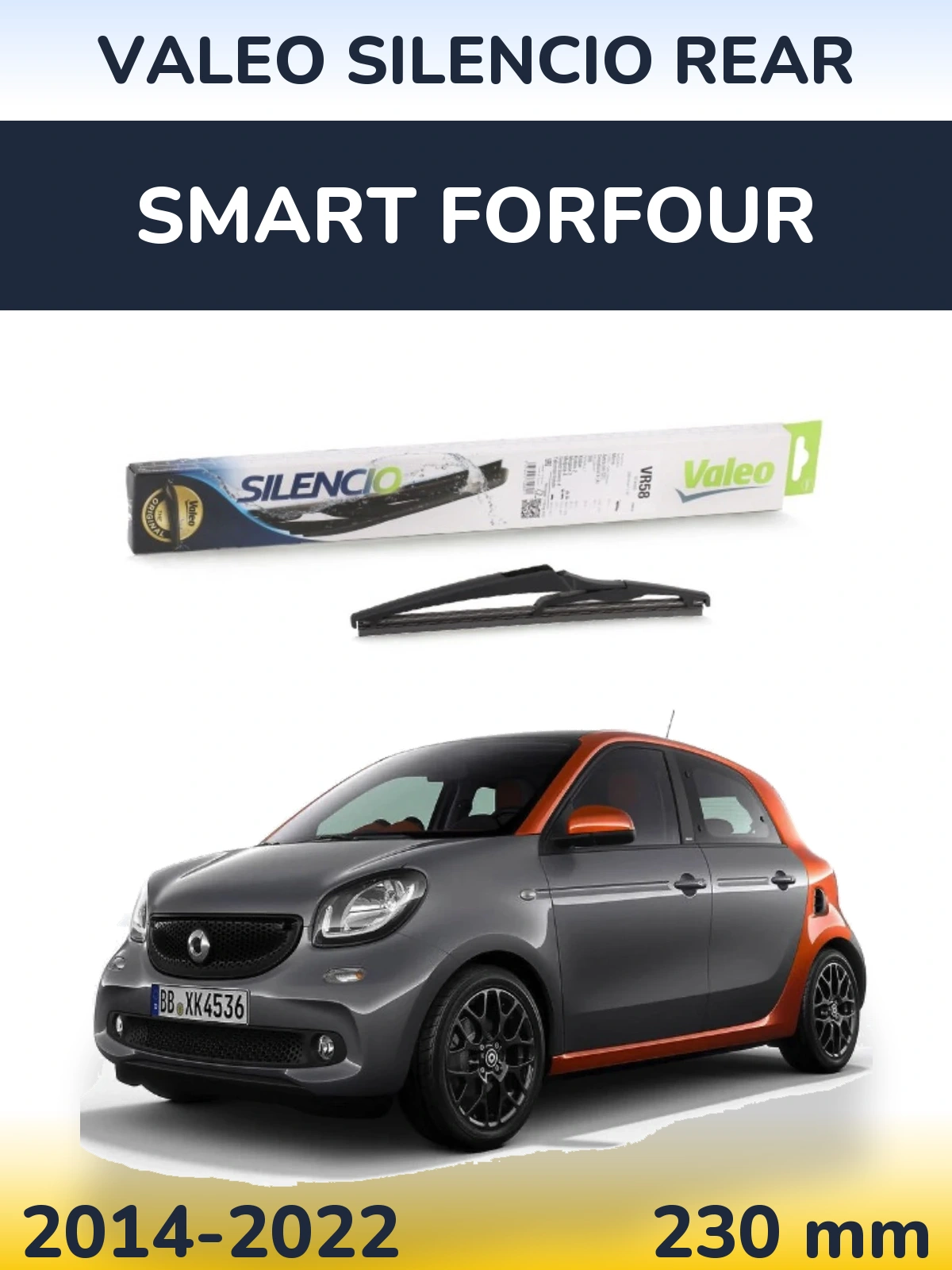 Rear wiper blade Valeo Silencio Rear 240 mm for Smart Forfour 2014-2022