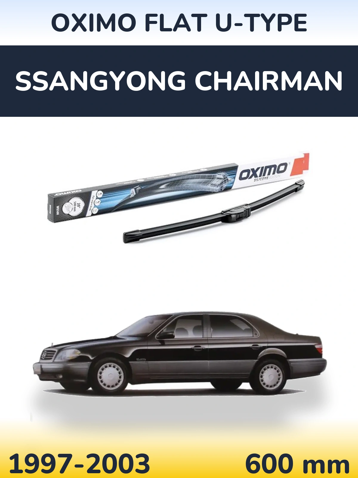 Front wiper blade Oximo Flat U-type 600 mm for SsangYong Chairman 1997-2003