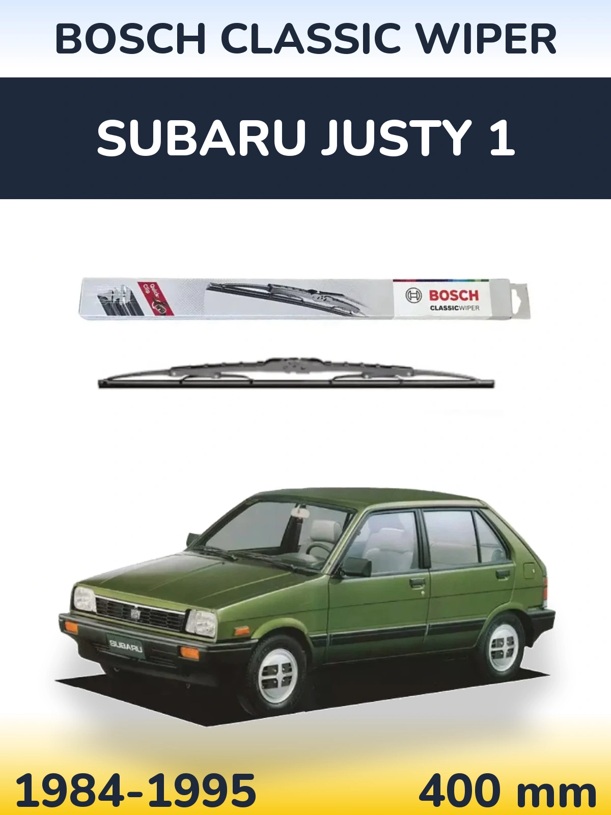 Rear wiper blade BOSCH Classic Wiper 400 mm for Subaru Justy 1 1984-1995