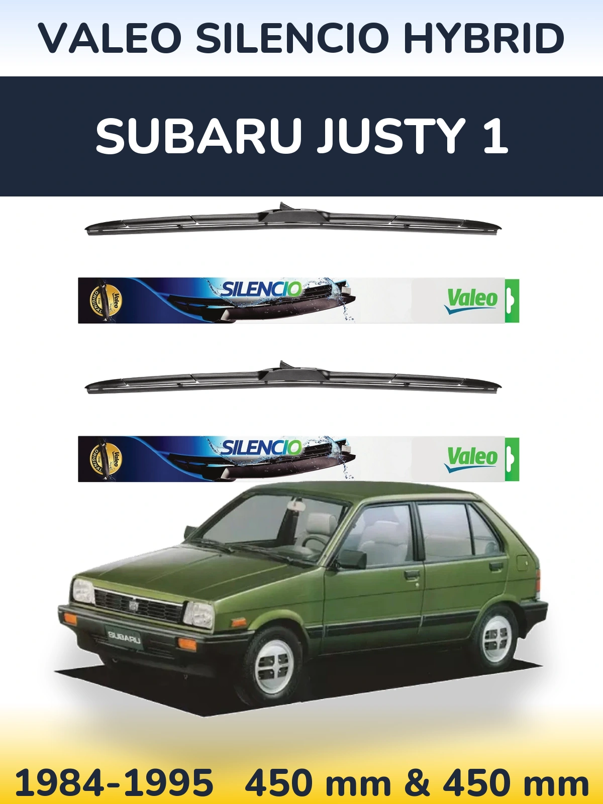 Комплект передних дворников Valeo Silencio Hybrid 450 & 450 мм для Subaru Justy 1 1984-1995