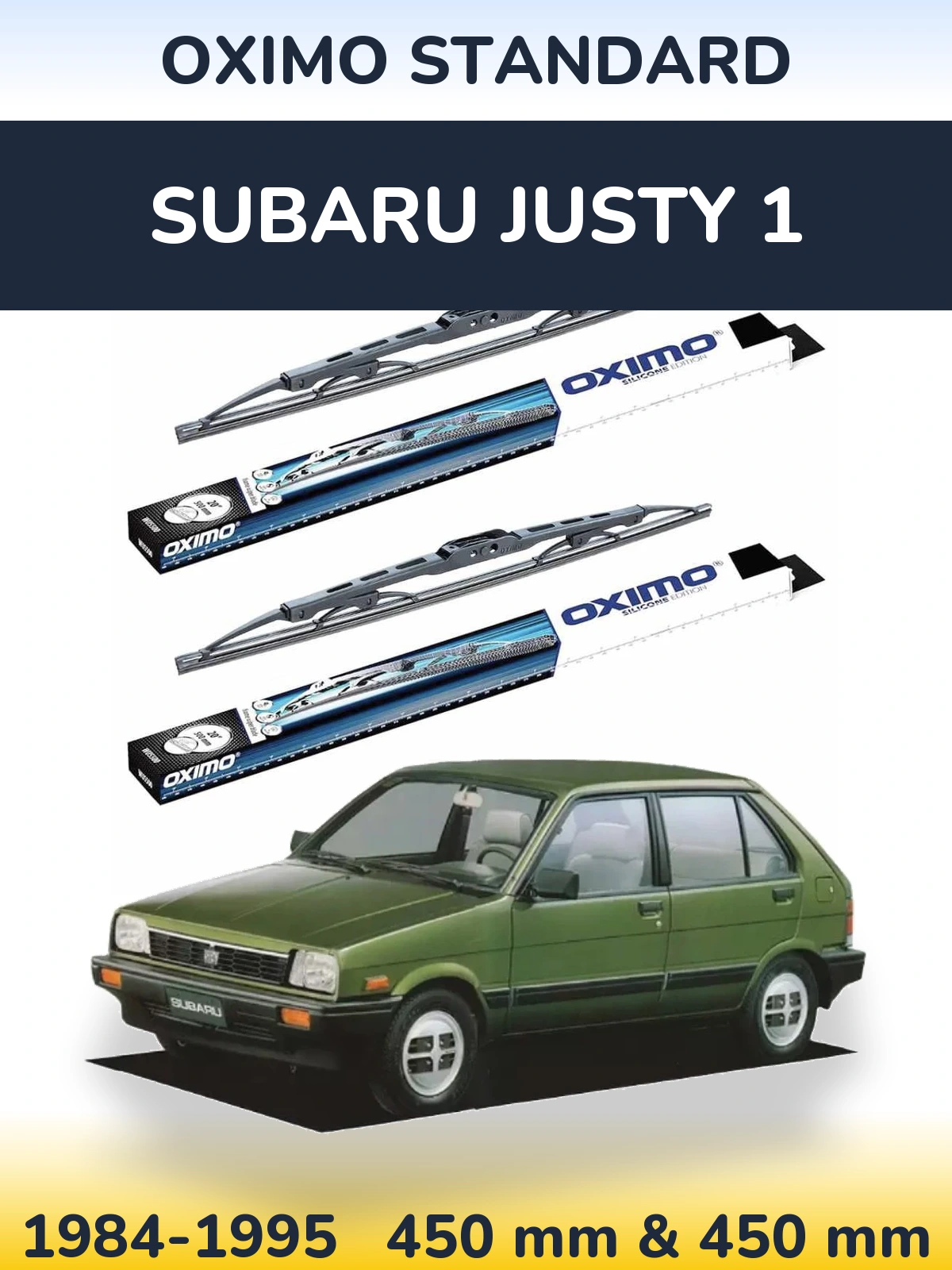 Front wiper blade set Oximo Standard 450 & 450 mm for Subaru Justy 1 1984-1995