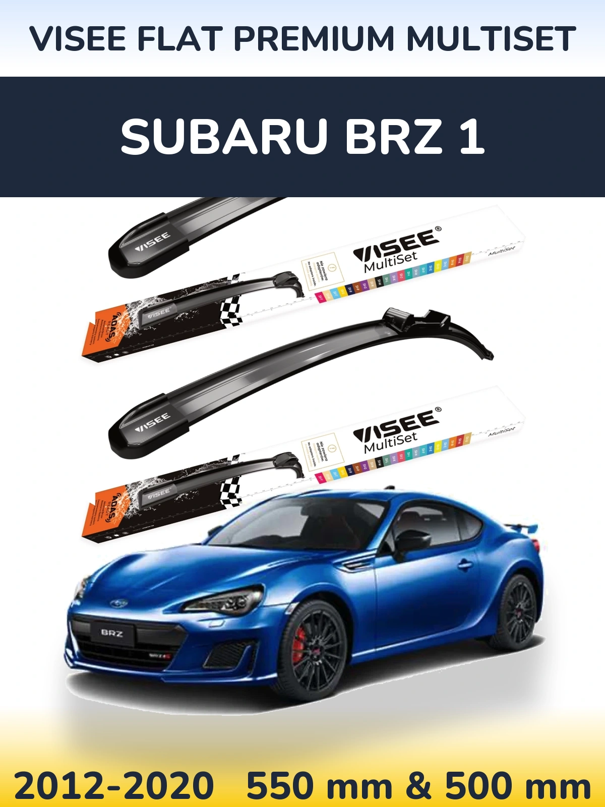 Комплект передніх щіток VISEE FLAT PREMIUM MultiSet 550 & 500 мм для Subaru BRZ 1 2012-2020