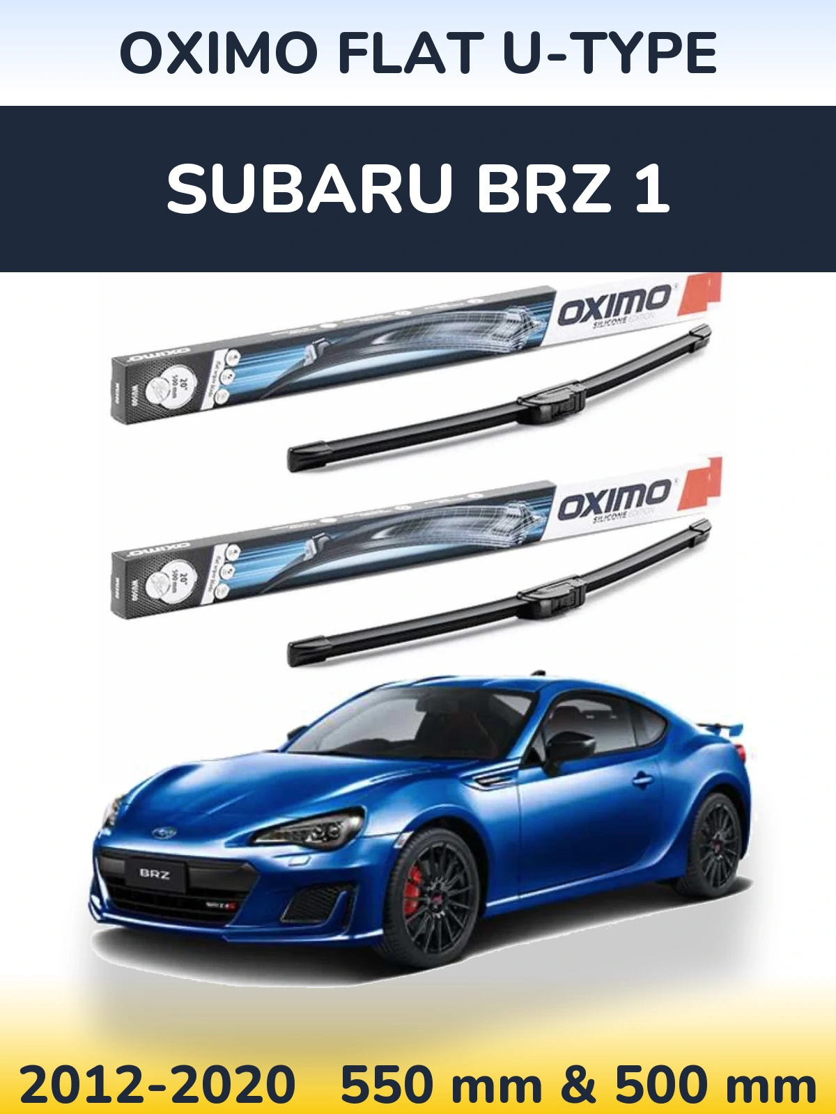 Front wiper blade set Oximo Flat U-type 550 & 500 mm for Subaru BRZ 1 2012-2020