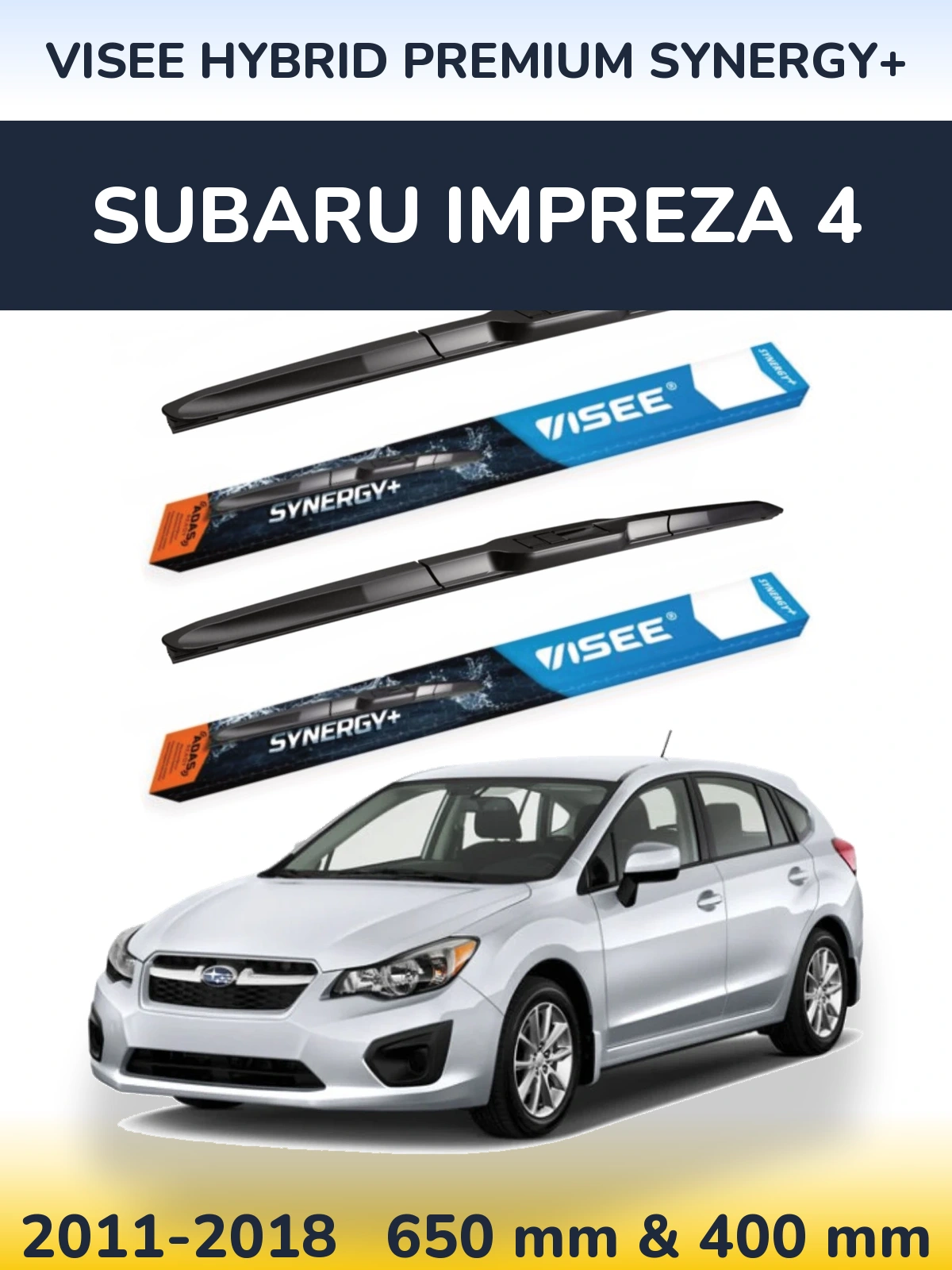 Комплект передних дворников VISEE HYBRID PREMIUM SYNERGY+ 650 & 400 мм для Subaru Impreza 4 2011-2018