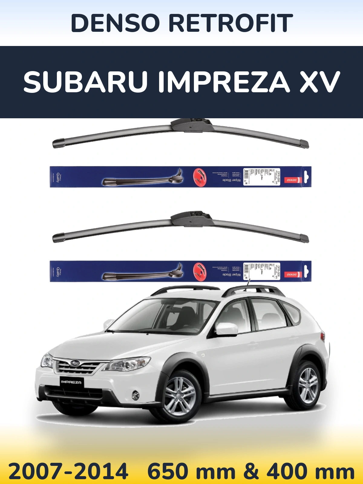 Комплект передніх щіток Denso Retrofit 650 & 400 мм для Subaru Impreza XV 2007-2014