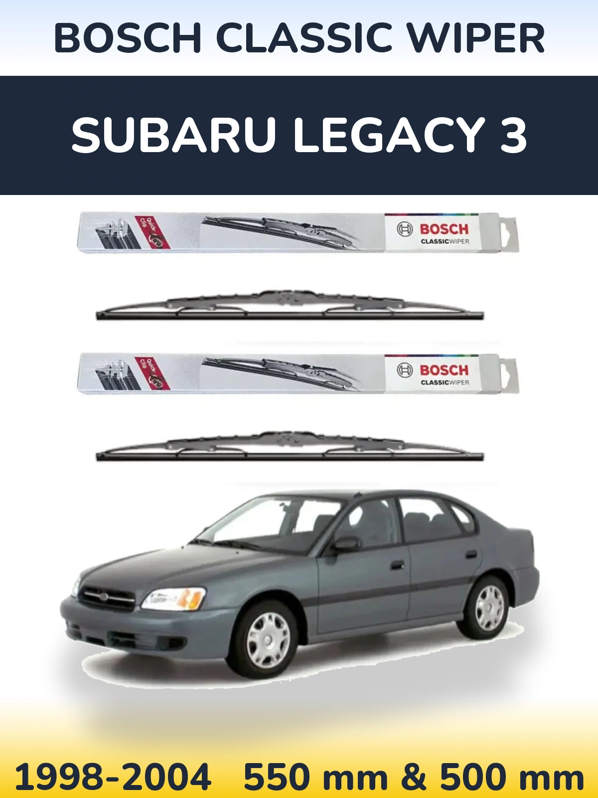 Комплект передних дворников BOSCH Classic Wiper 550 & 500 мм для Subaru Legacy 3 1998-2004