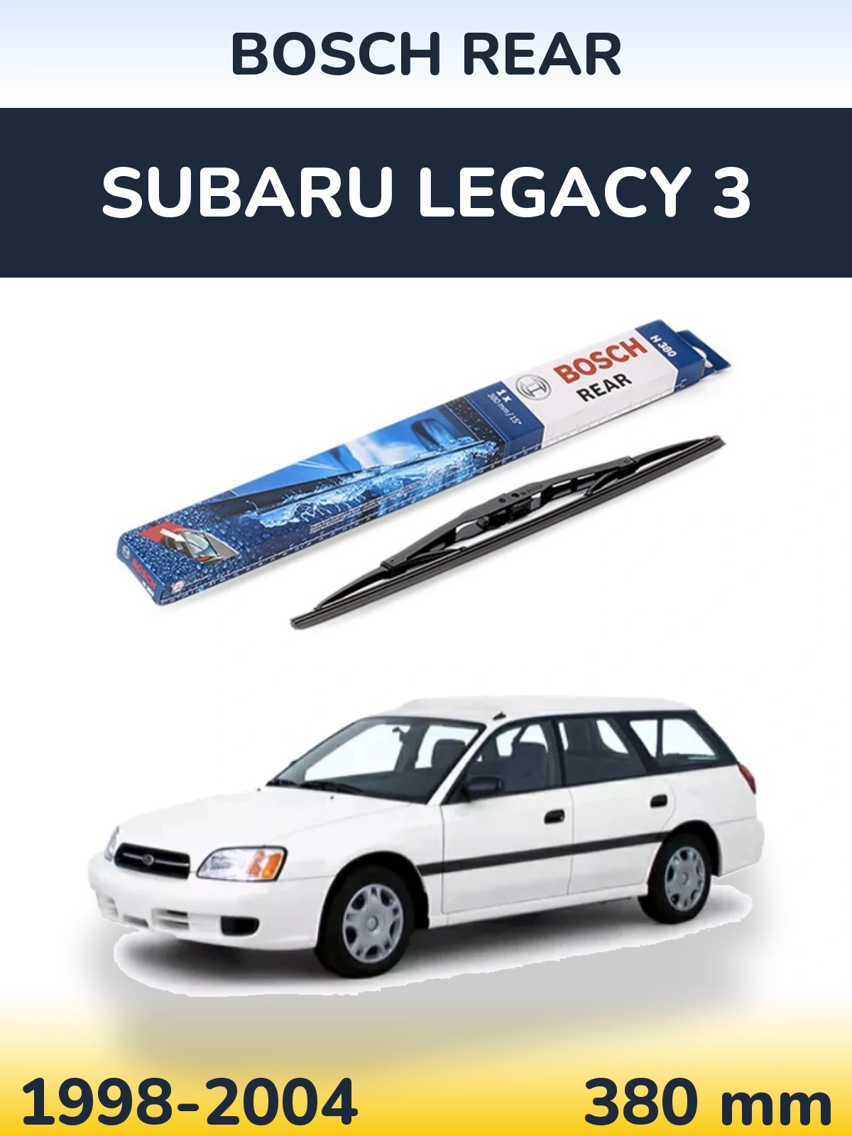 Rear wiper blade BOSCH Rear 380 mm for Subaru Legacy 3 1998-2004