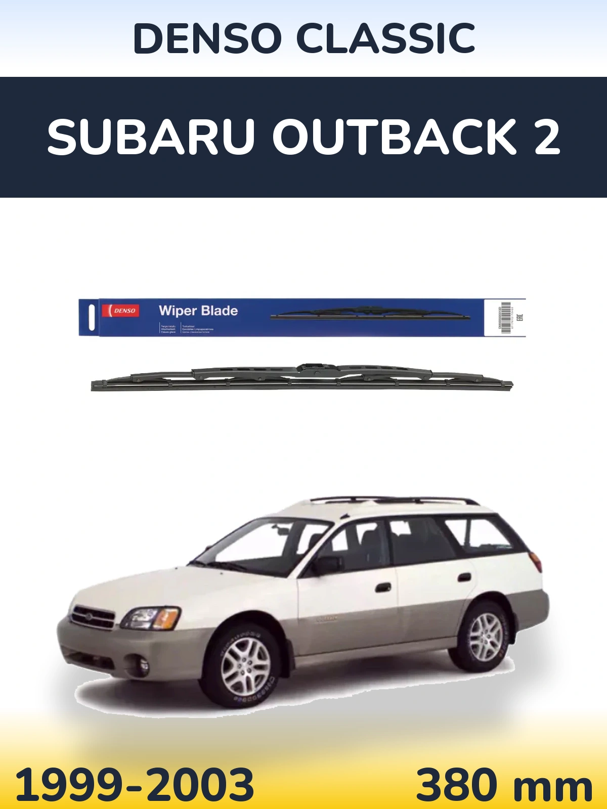 Rear wiper blade Denso Classic 380 mm for Subaru Outback 2 1999-2003