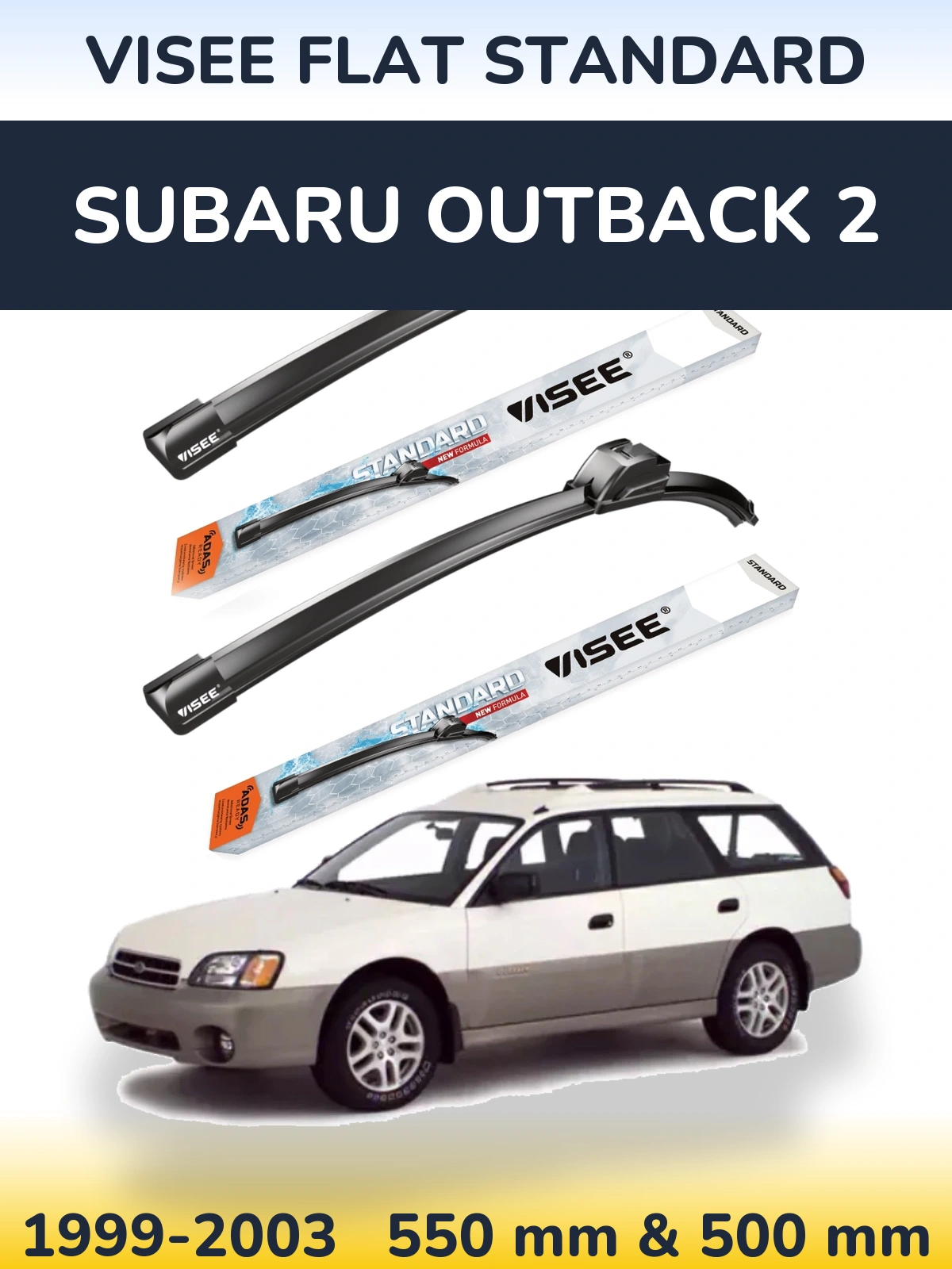 Комплект передніх щіток VISEE FLAT STANDARD 550 & 500 мм для Subaru Outback 2 1999-2003