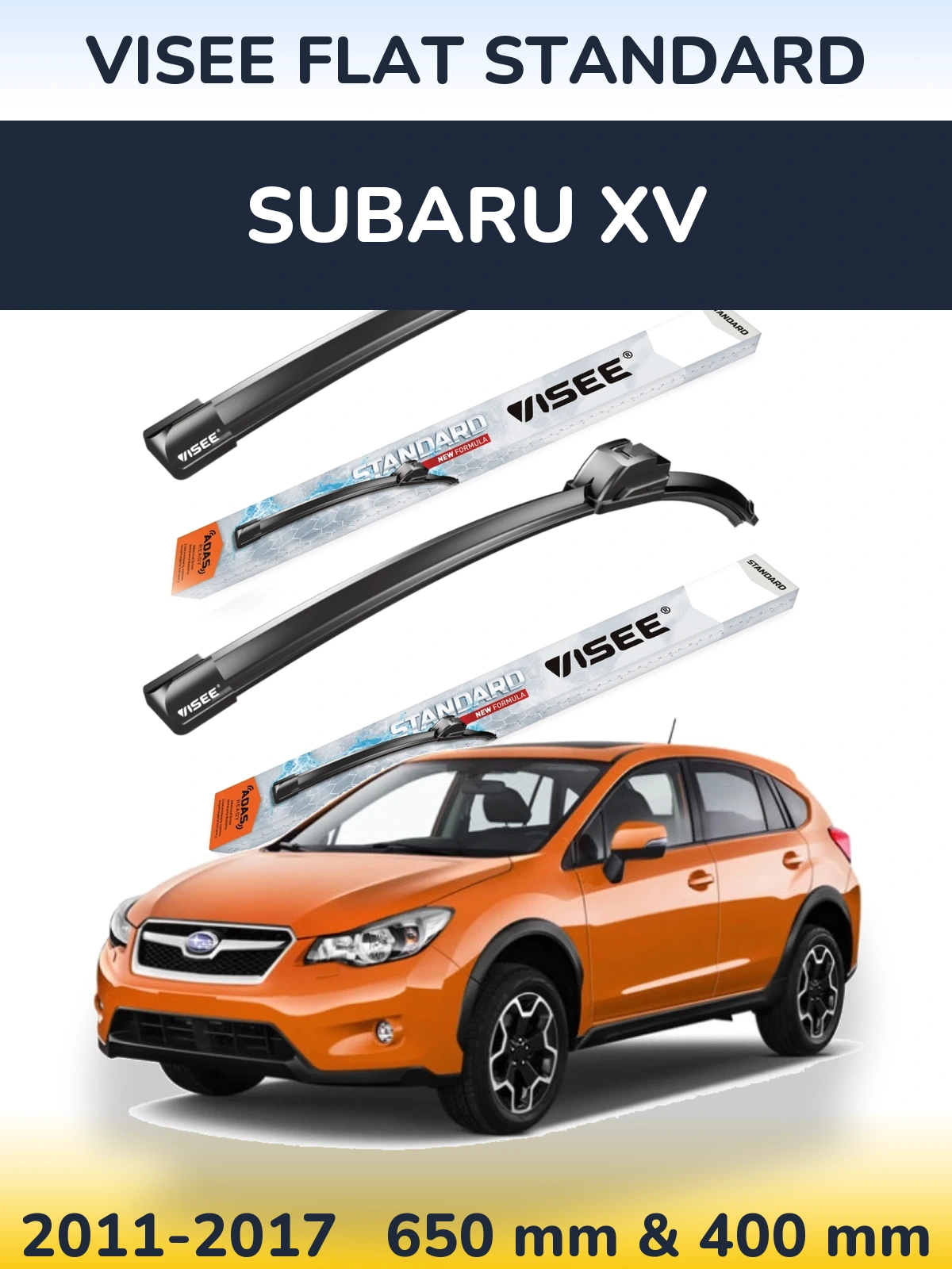 Комплект передних дворников VISEE FLAT STANDARD 650 & 400 мм для Subaru XV 2011-2017