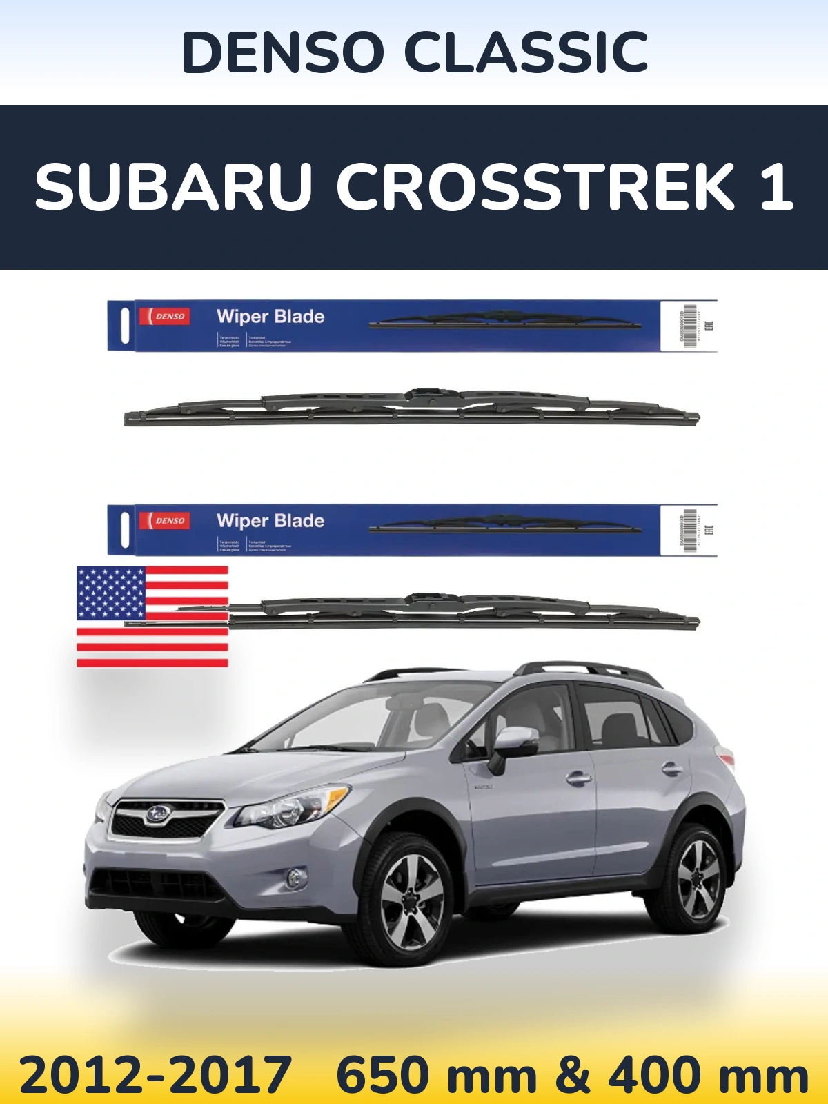 Front wiper blade set Denso Classic 650 & 400 mm for Subaru Crosstrek 1 2012-2017