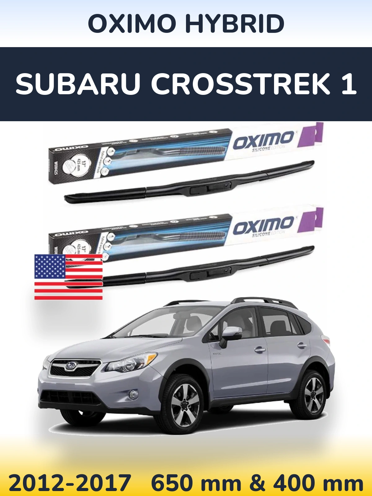 Front wiper blade set Oximo Hybrid 650 & 400 mm for Subaru Crosstrek 1 2012-2017