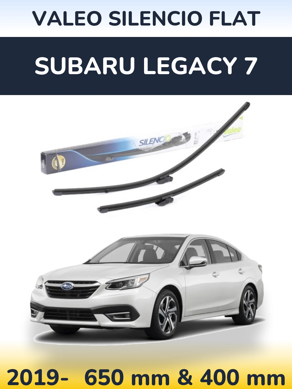 Front wiper blade set Valeo Silencio Flat 650 & 400 mm for Subaru Legacy 7 2019-2026