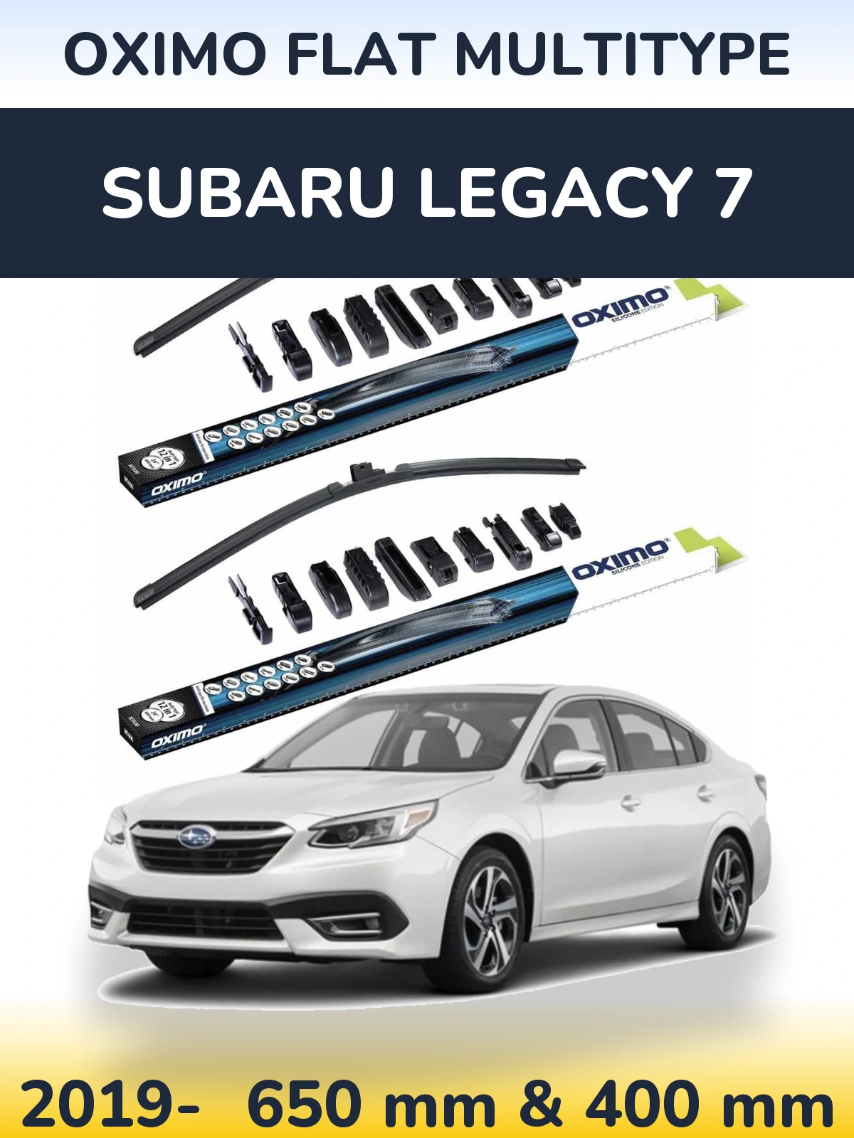 Front wiper blade set Oximo Flat MultiTypee 650 & 400 mm for Subaru Legacy 7 2019-2026