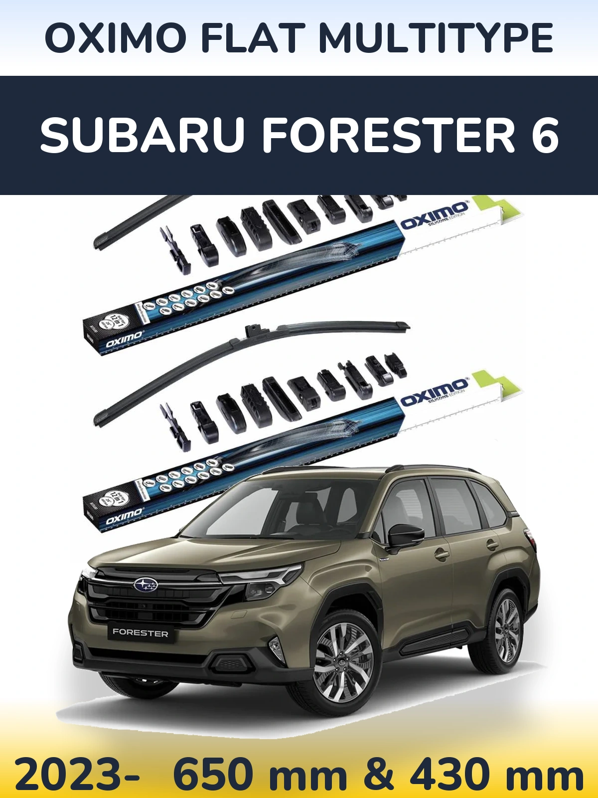 Комплект передних дворников Oximo Flat MultiТипe 650 & 430 мм для Subaru Forester 6 2023-2026