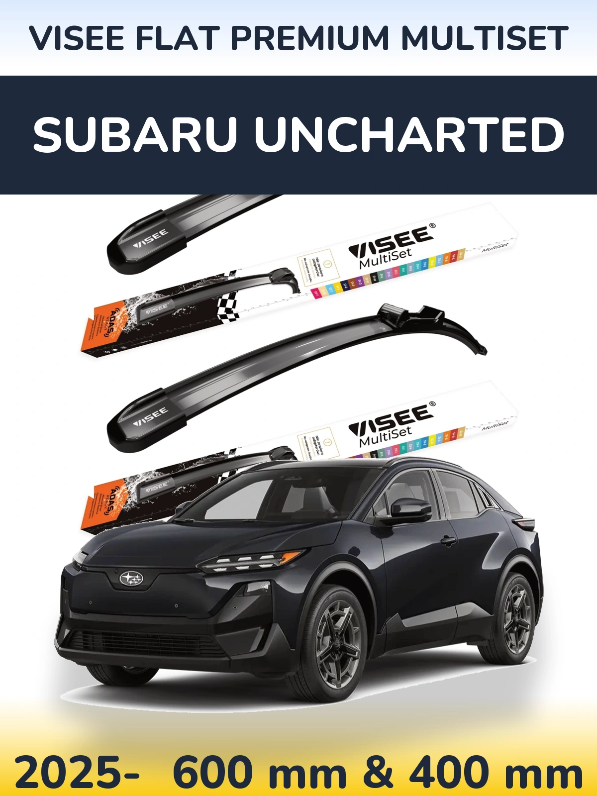 Front wiper blade set VISEE FLAT PREMIUM MultiSet 600 & 400 mm for Subaru Uncharted 2025-2026
