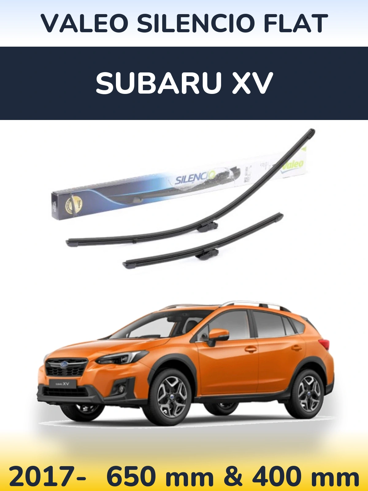 Front wiper blade set Valeo Silencio Flat 650 & 400 mm for Subaru XV 2017-2026