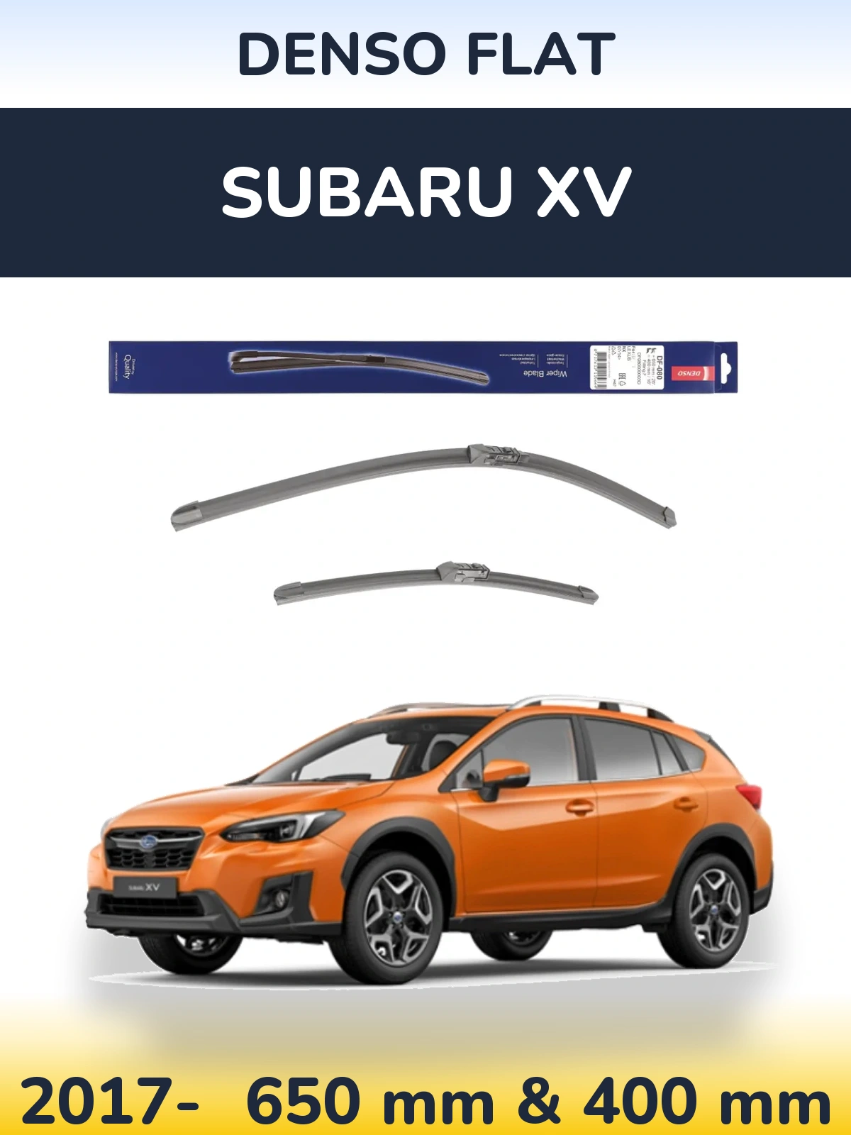 Front wiper blade set Denso Flat 650 & 400 mm for Subaru XV 2017-2026