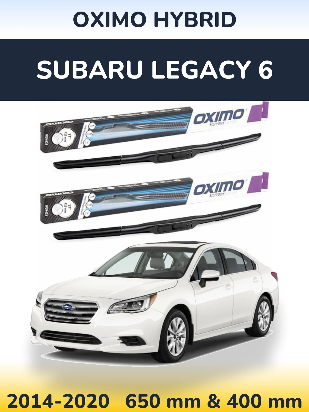 Front wiper blade set Oximo Hybrid 650 & 400 mm for Subaru Legacy 6 2014-2020