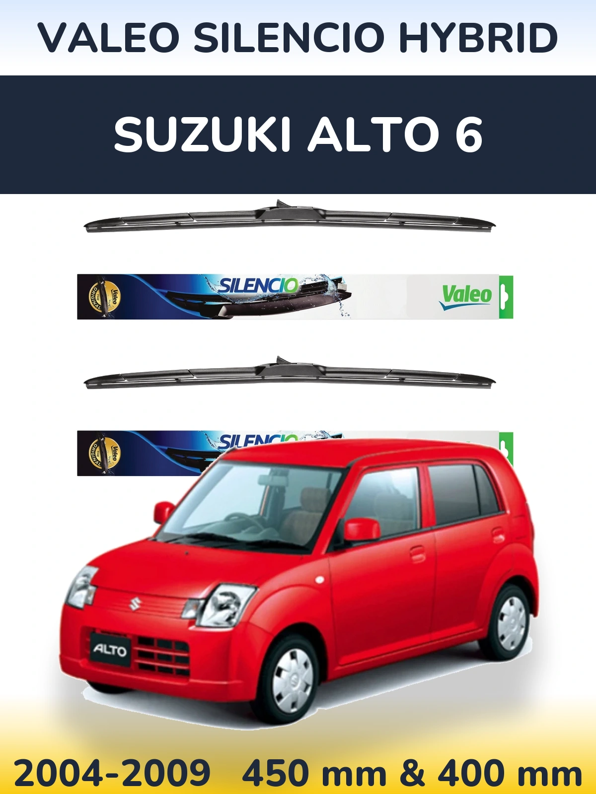 Комплект передних дворников Valeo Silencio Hybrid 450 & 400 мм для Suzuki Alto 6 2004-2009