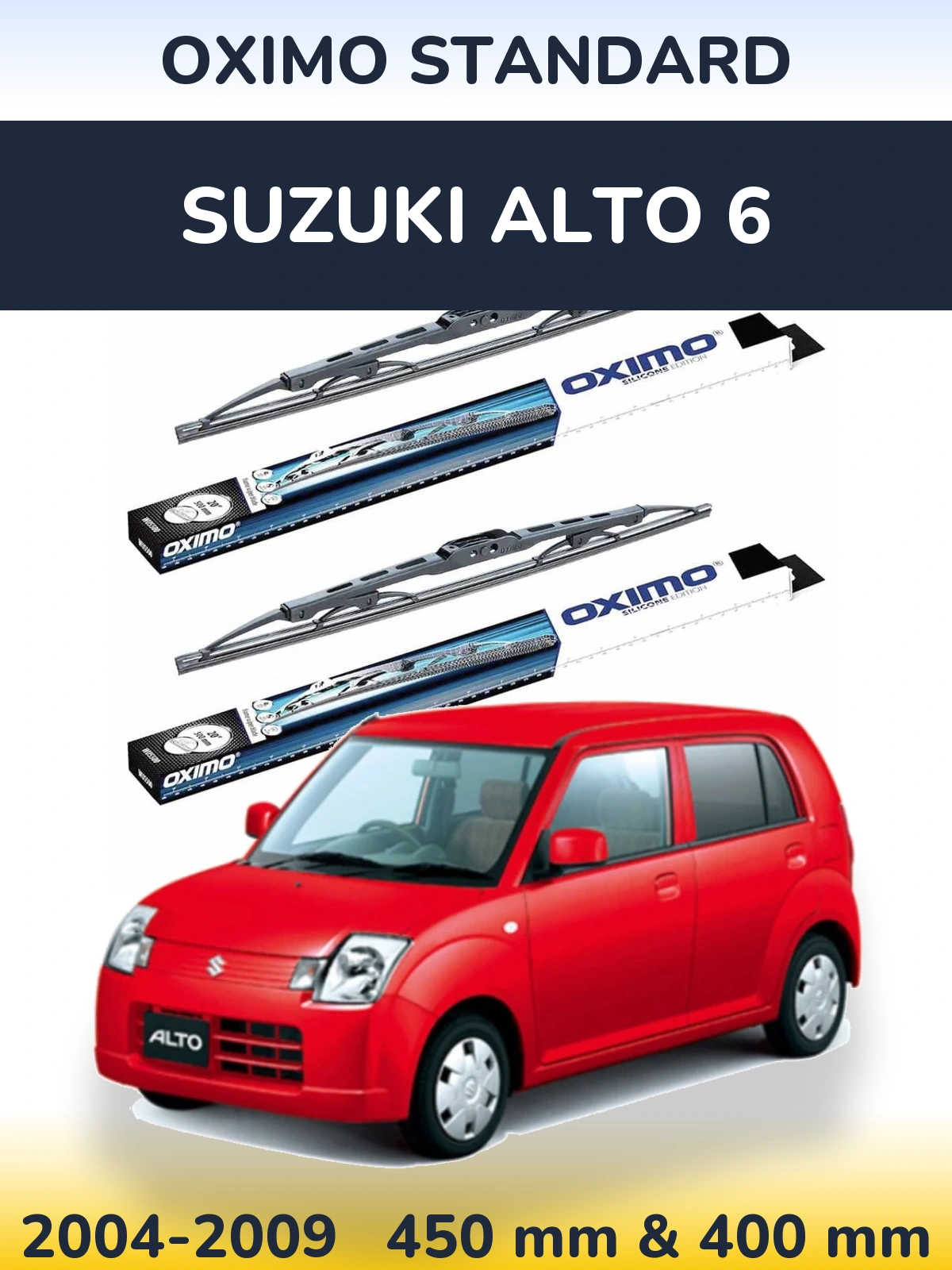 Front wiper blade set Oximo Standard 450 & 400 mm for Suzuki Alto 6 2004-2009