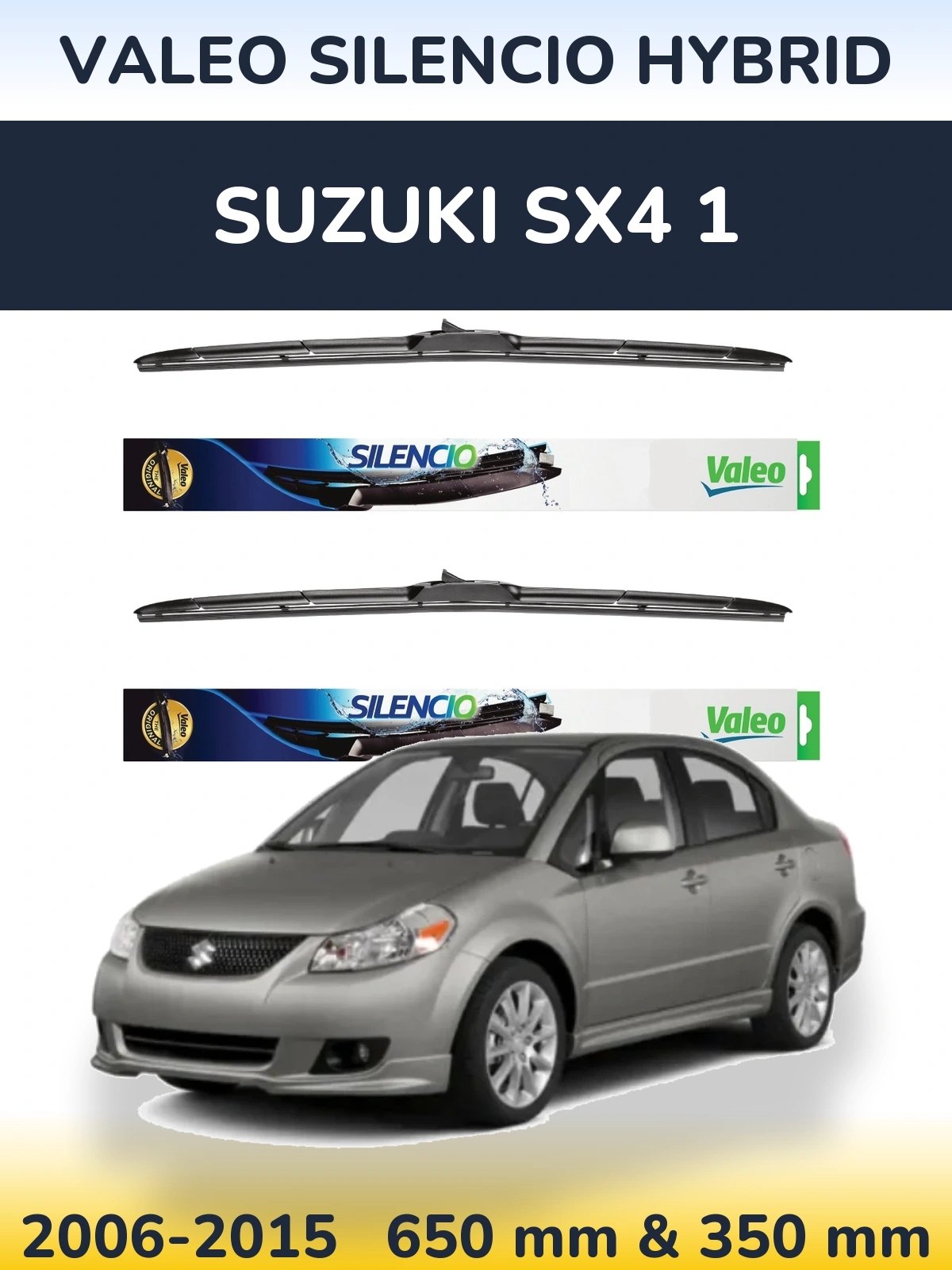 Комплект передних дворников Valeo Silencio Hybrid 650 & 350 мм для Suzuki SX4 1 2006-2015