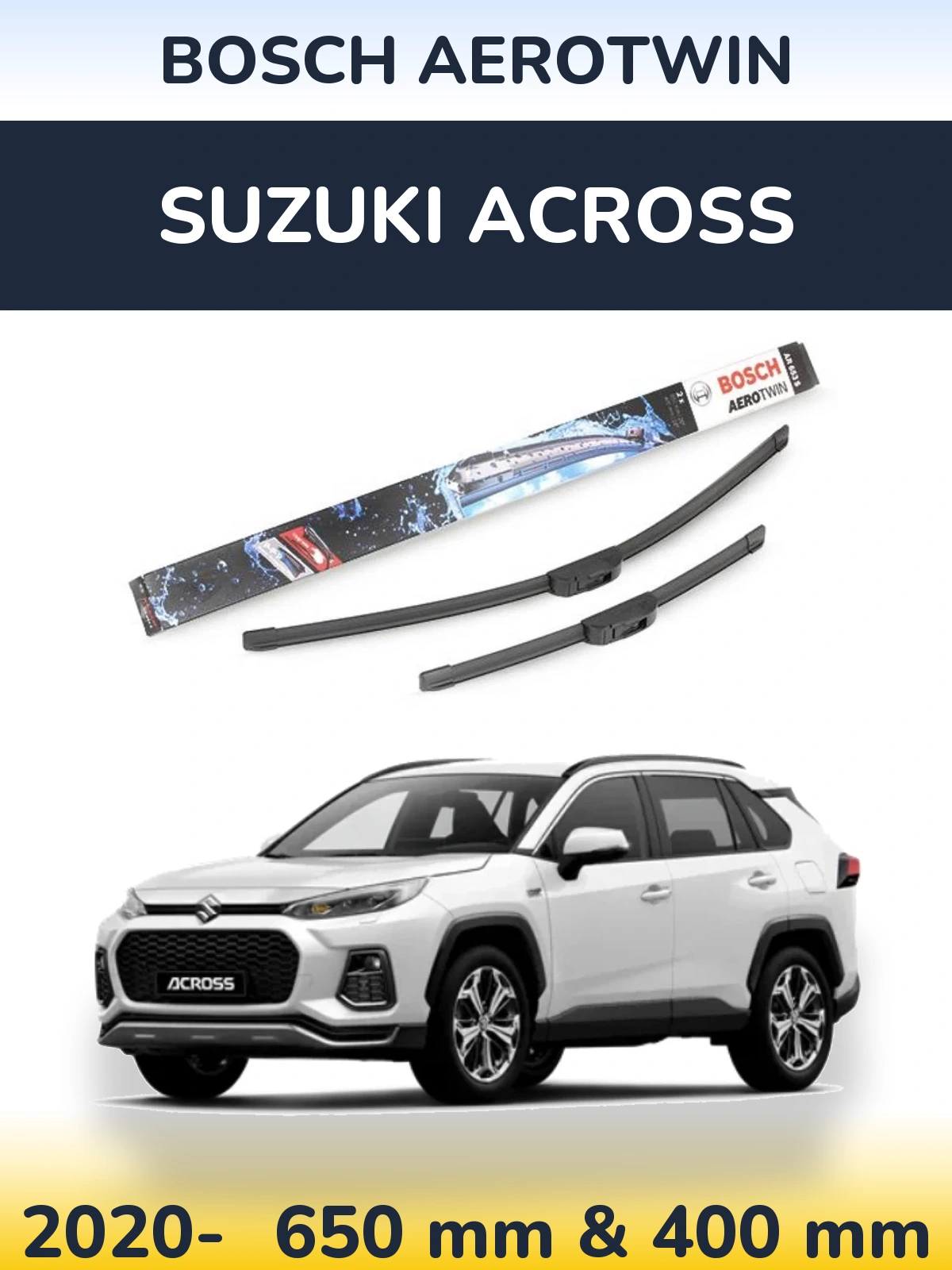 Front wiper blade set BOSCH AeroTwin 650 & 400 mm for Suzuki Across 2020-2026