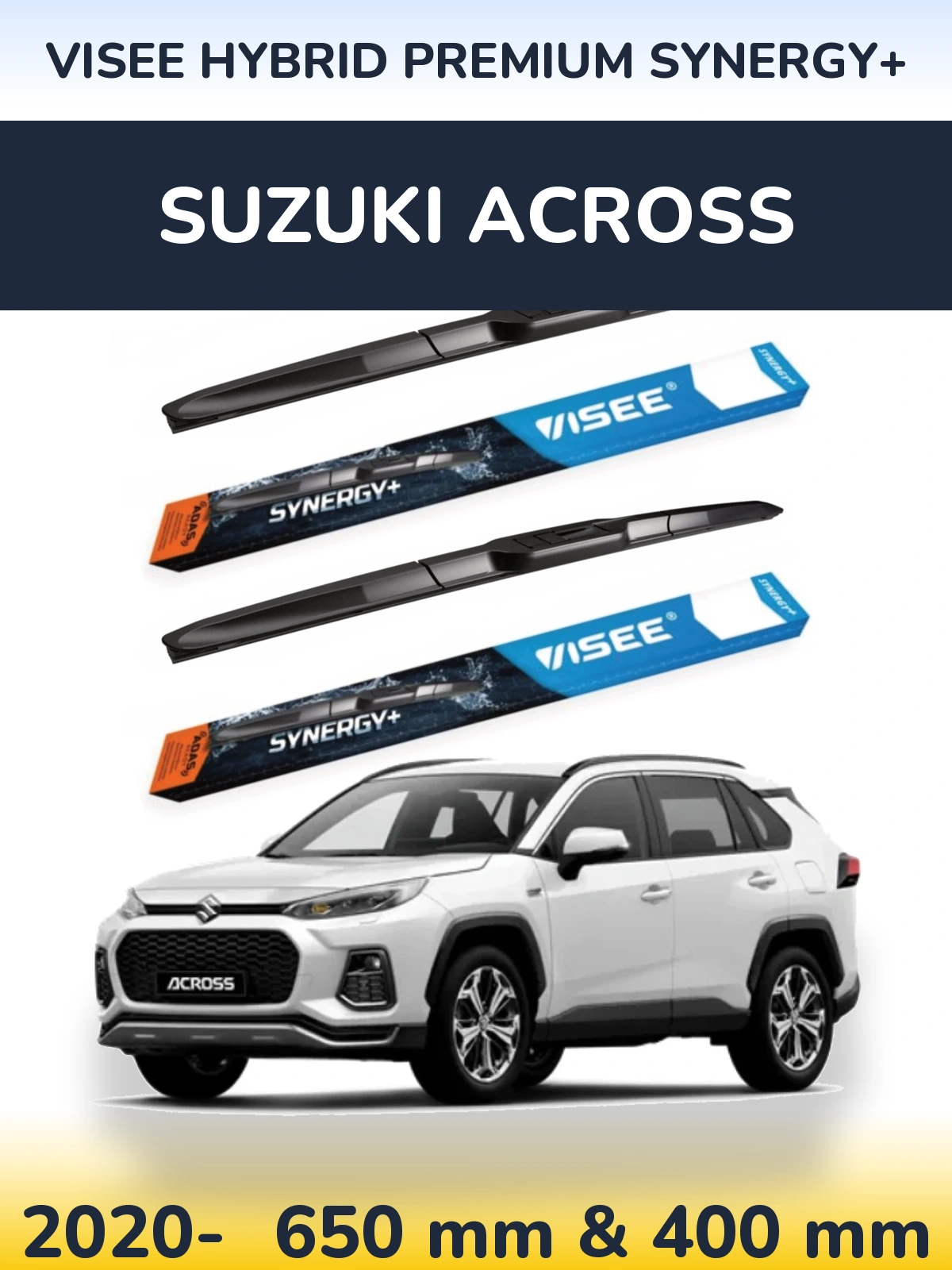 Front wiper blade set VISEE HYBRID PREMIUM SYNERGY+ 650 & 400 mm for Suzuki Across 2020-2026