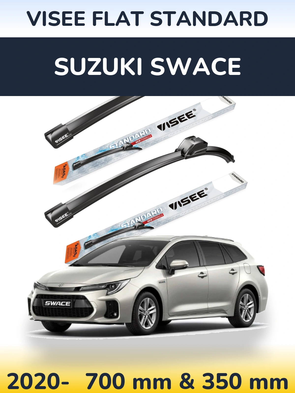 Front wiper blade set VISEE FLAT STANDARD 700 & 350 mm for Suzuki Swace 2020-2026