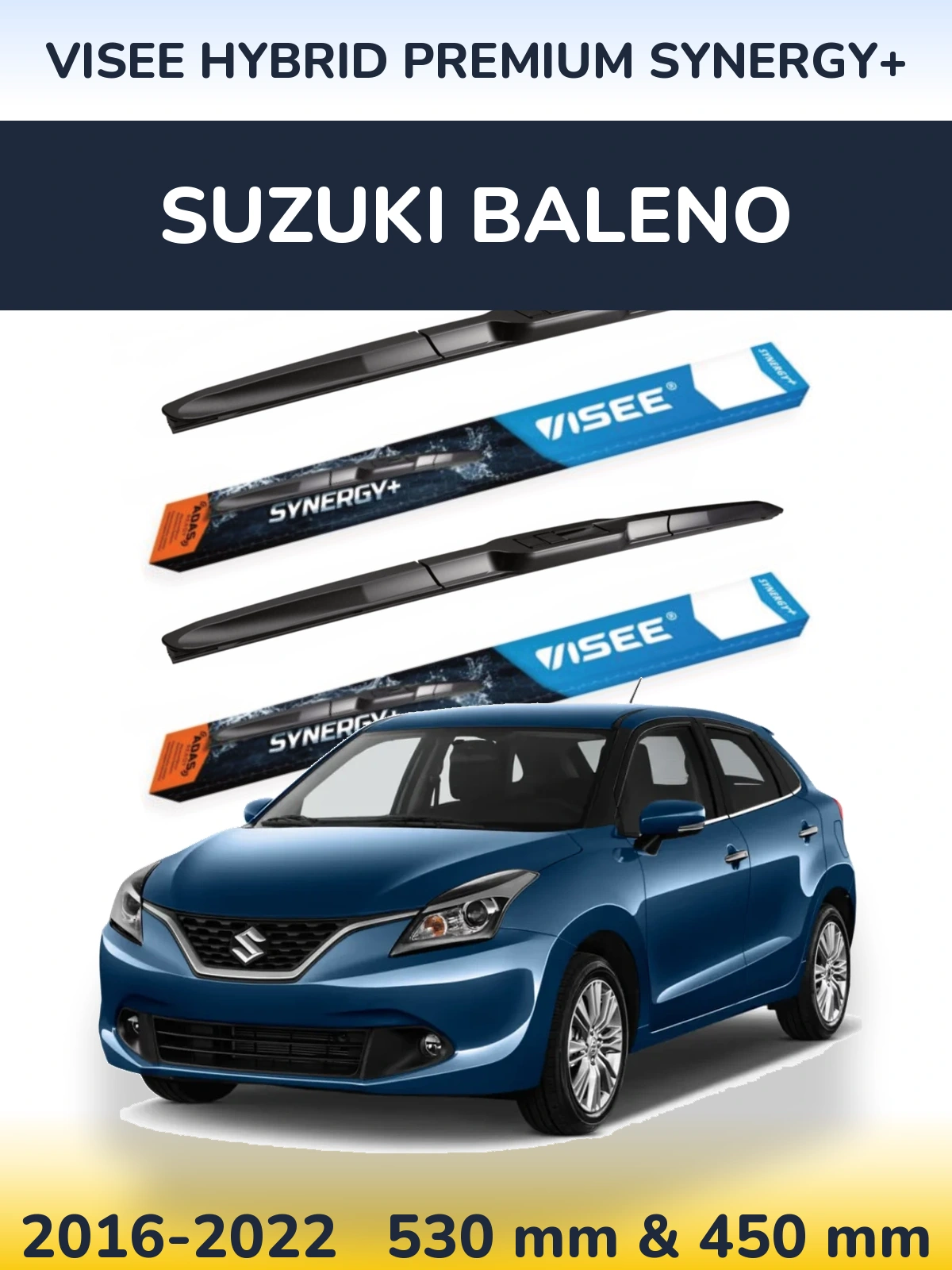 Комплект передніх щіток VISEE HYBRID PREMIUM SYNERGY+ 530 & 450 мм для Suzuki Baleno 2016-2022