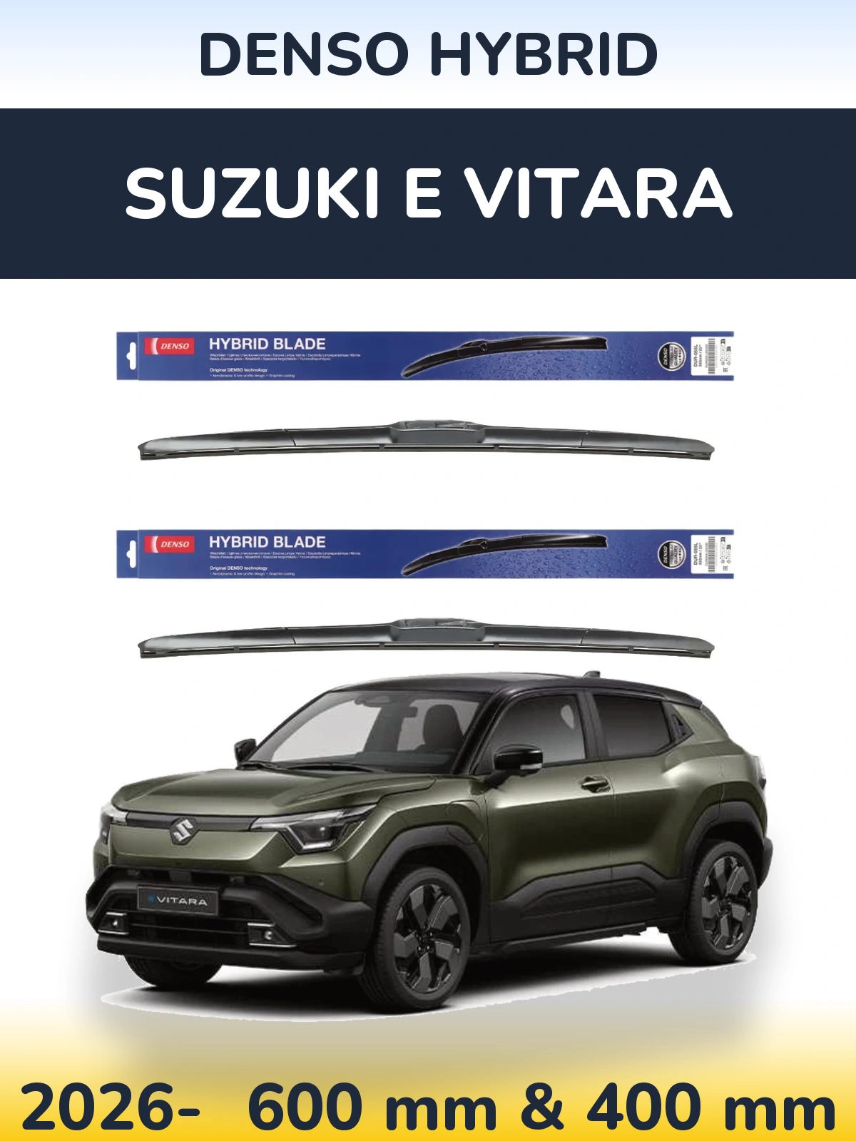 Комплект передних дворников Denso Hybrid 600 & 400 мм для Suzuki e Vitara 2026-2026