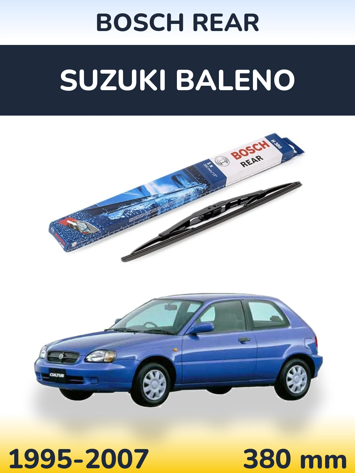 Rear wiper blade BOSCH Rear 380 mm for Suzuki Baleno 1995-2007