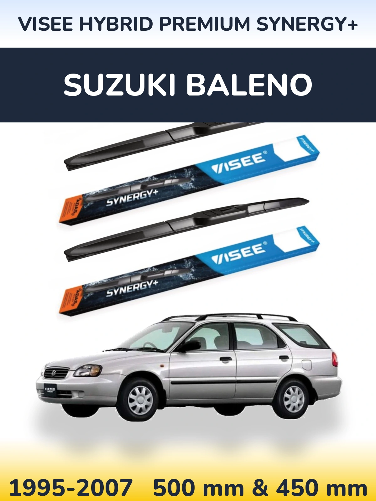 Комплект передніх щіток VISEE HYBRID PREMIUM SYNERGY+ 500 & 450 мм для Suzuki Baleno 1995-2007