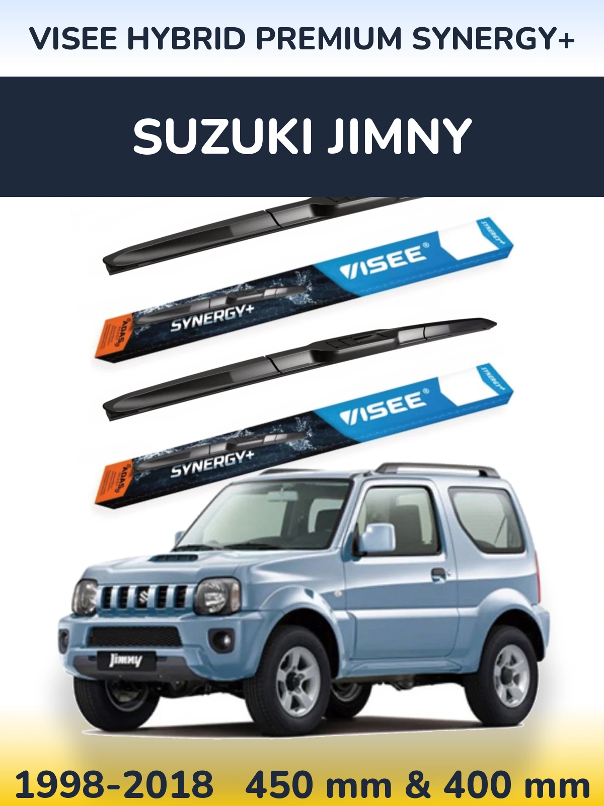 Front wiper blade set VISEE HYBRID PREMIUM SYNERGY+ 450 & 400 mm for Suzuki Jimny 1998-2018
