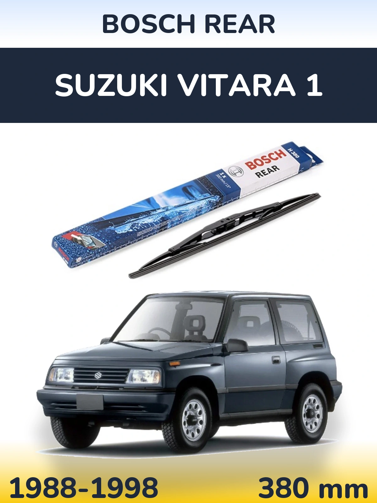 Rear wiper blade BOSCH Rear 380 mm for Suzuki Vitara 1 1988-1998