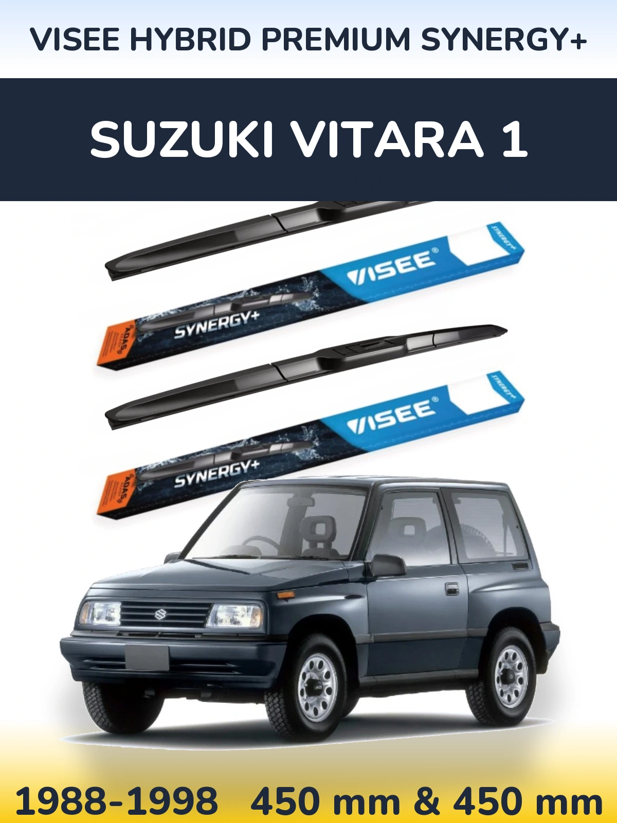 Front wiper blade set VISEE HYBRID PREMIUM SYNERGY+ 450 & 450 mm for Suzuki Vitara 1 1988-1998
