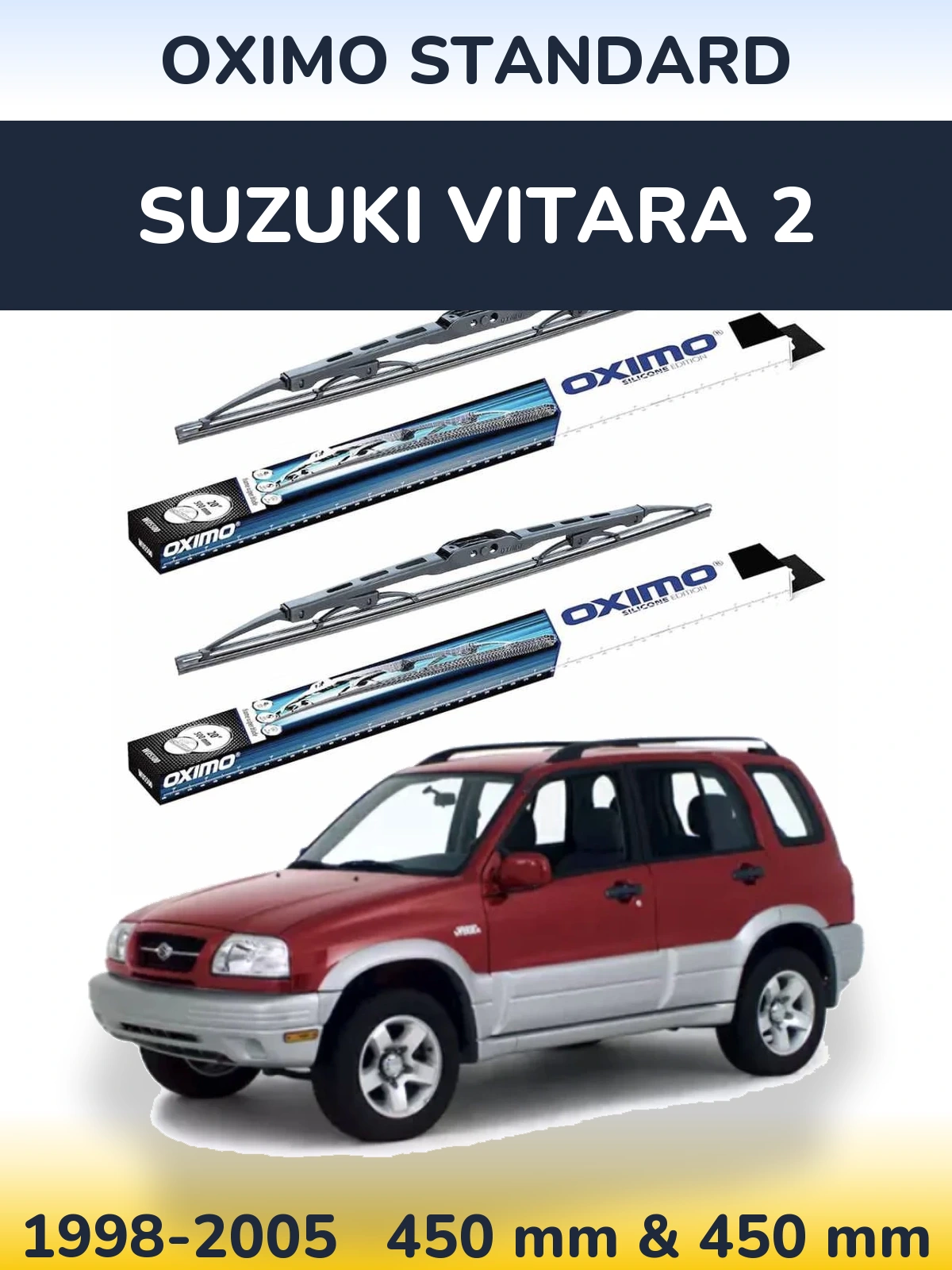 Комплект передніх щіток Oximo Standard 450 & 450 мм для Suzuki Vitara 2 1998-2005
