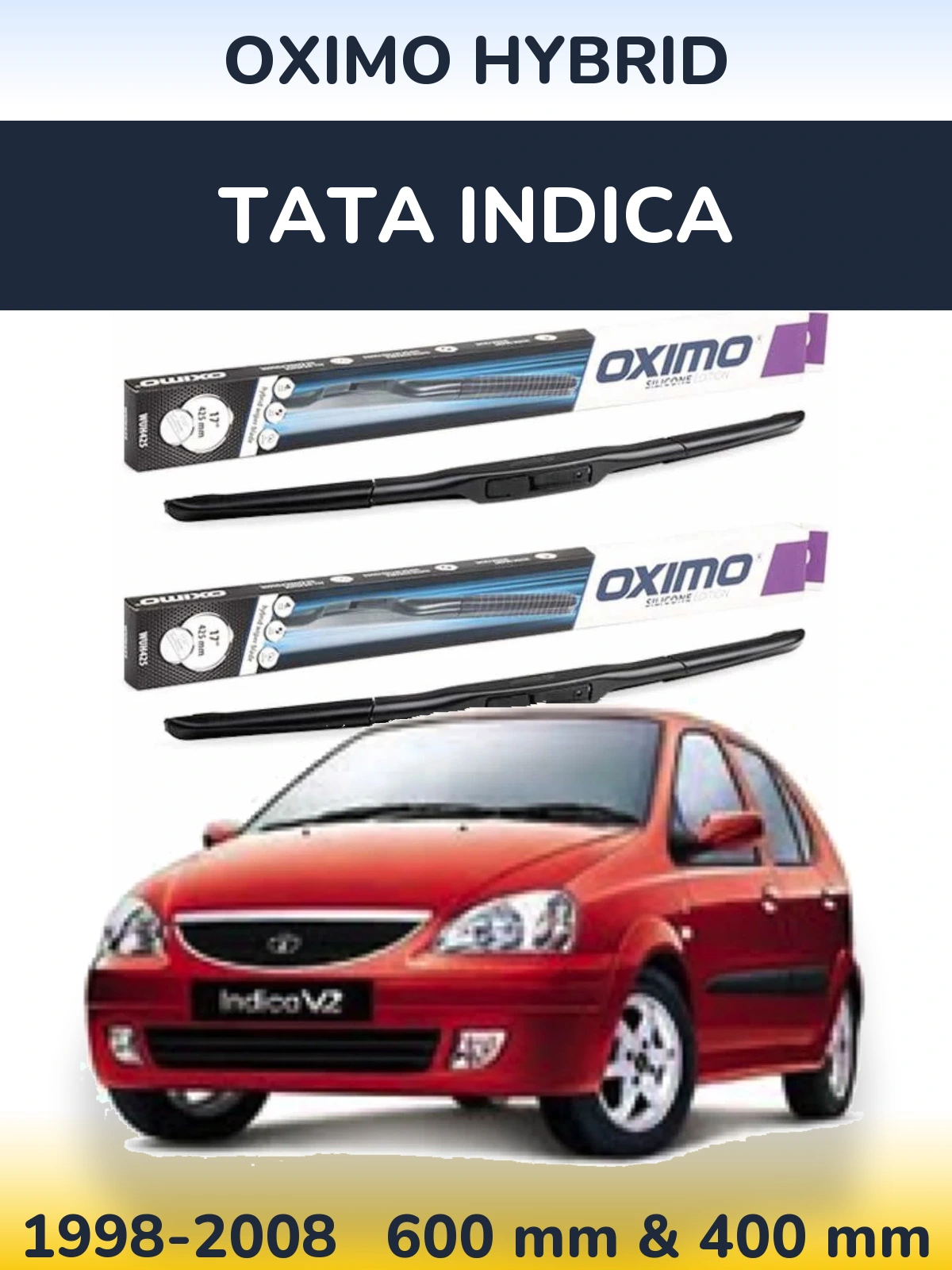 Комплект передних дворников Oximo Hybrid 600 & 400 мм для Tata Indica 1998-2008