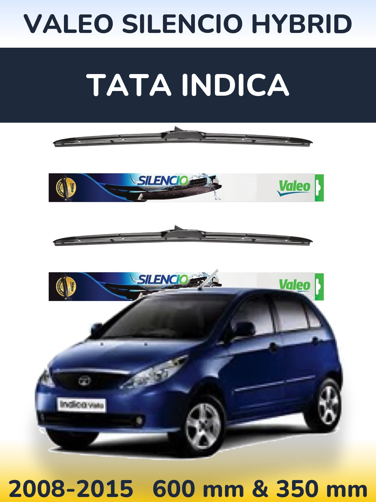 Комплект передних дворников Valeo Silencio Hybrid 600 & 350 мм для Tata Indica 2008-2015