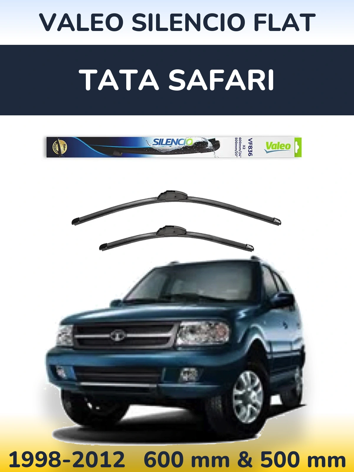 Комплект передніх щіток Valeo Silencio Flat 600 & 500 мм для Tata Safari 1998-2012